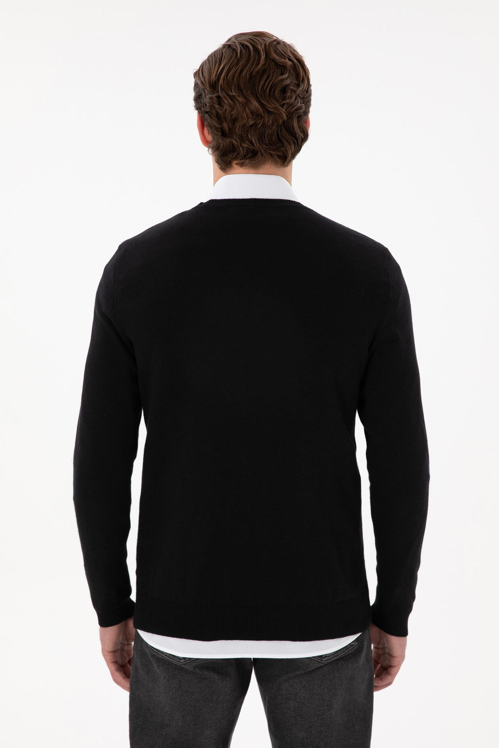 Erkek Slim Fit V Yaka Siyah Basic Kazak - U.s. polo assn фото 5