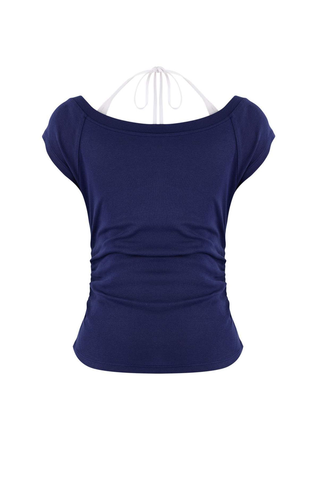 Lacivert Vucuda Oturan Ikili Gorunumlu V Yaka K?sa Kollu Pamuk Ribana Orme Bluz TWOSS26BZ00101 - Trendyolmilla фото 8