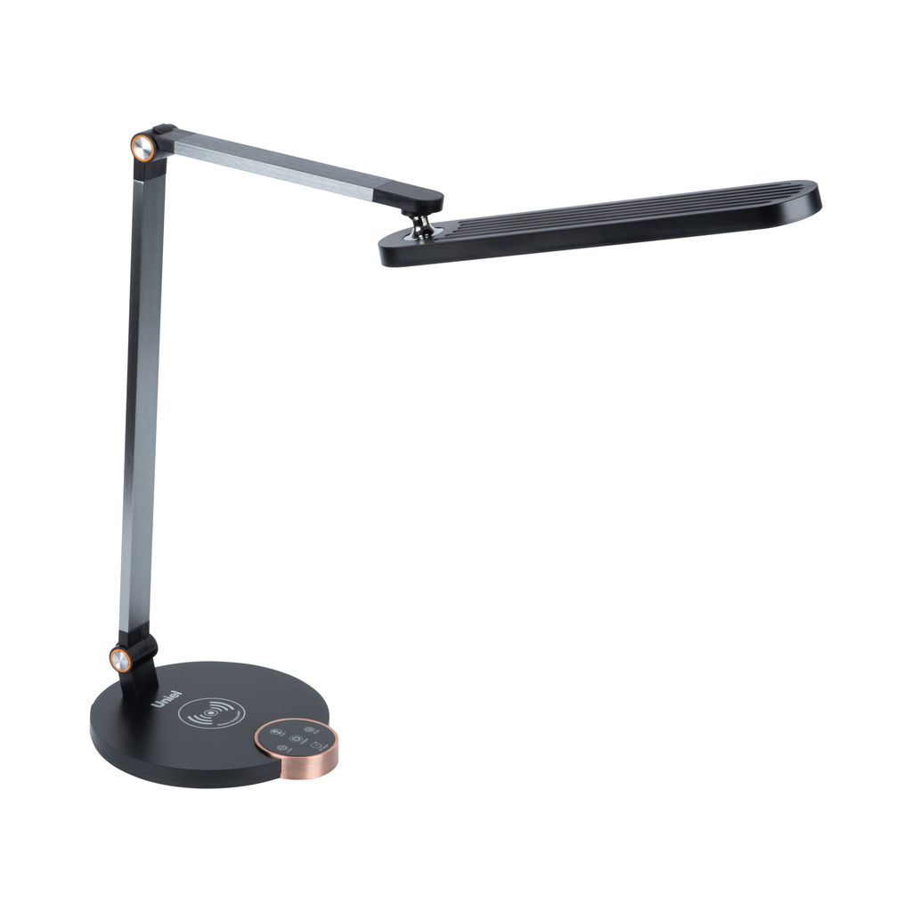ULM-D113 18W/3000-6000K/DIM BLACK Светильник настольный светодиодный с беспроводной зарядкой телефонов. Сенсорный выключатель. Диммер. Черный. TM Uniel