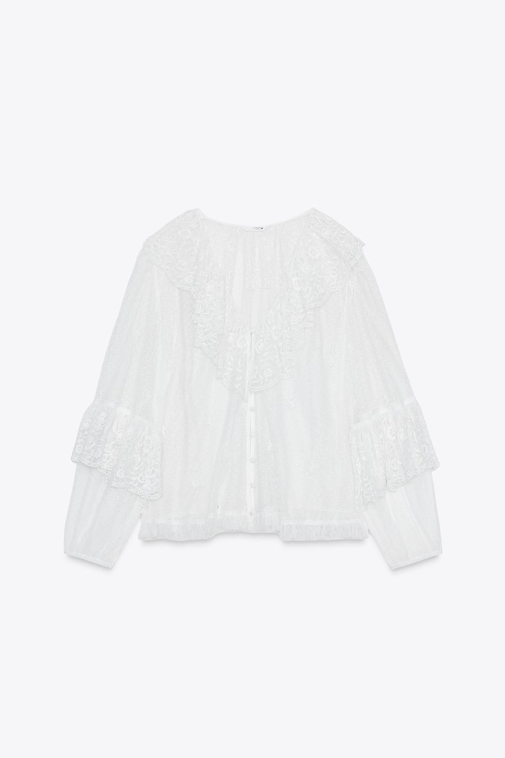 SEMI-SHEER ROMANTIC BLOUSE - Zara фото 6