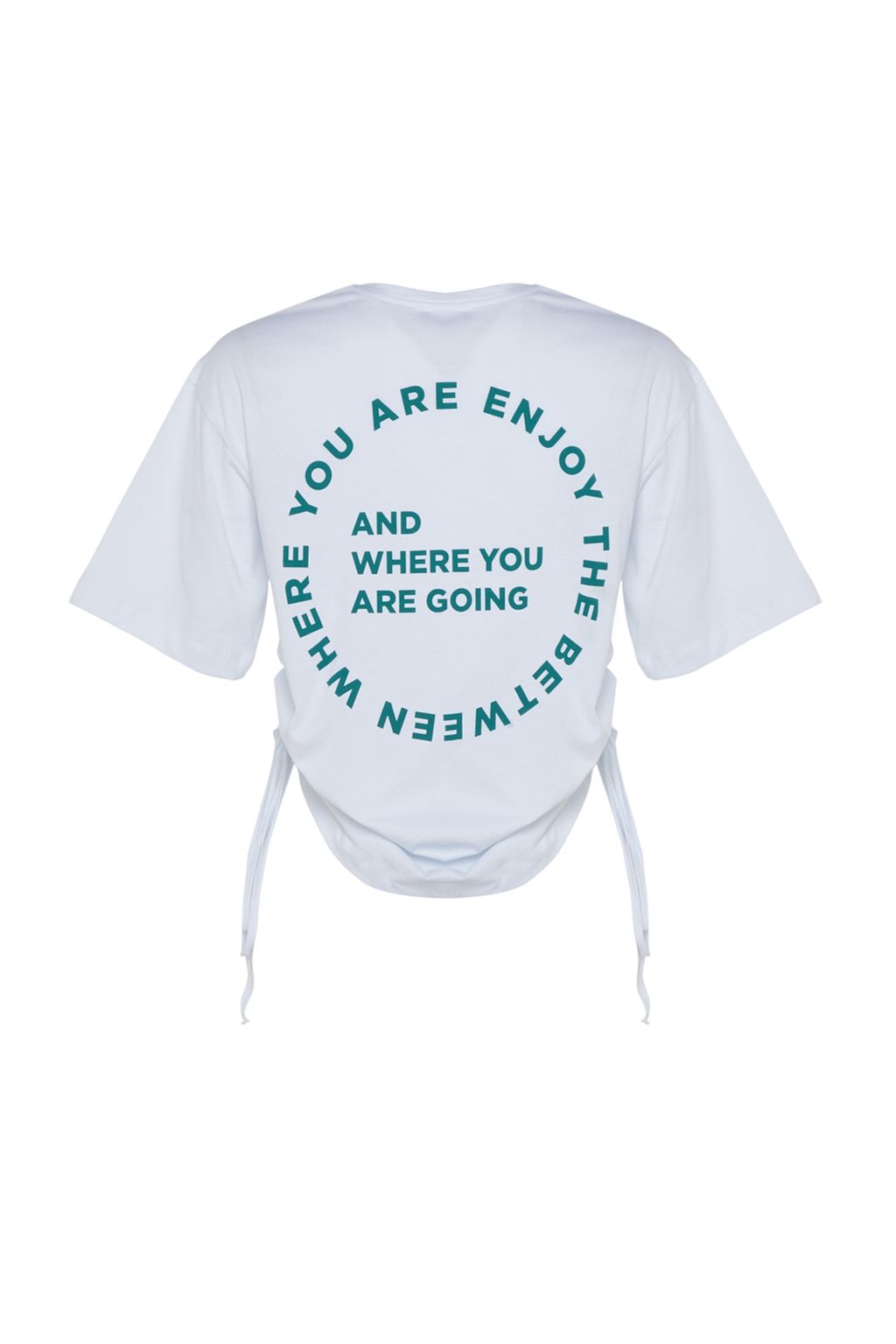 TRENDYOLMILLA Beyaz %100 Pamuk S?rt Bask?l? Buzgulu Oversize/Genis Kesim Bisiklet Yaka T-Shirt TWOSS23TS00150  фото 8