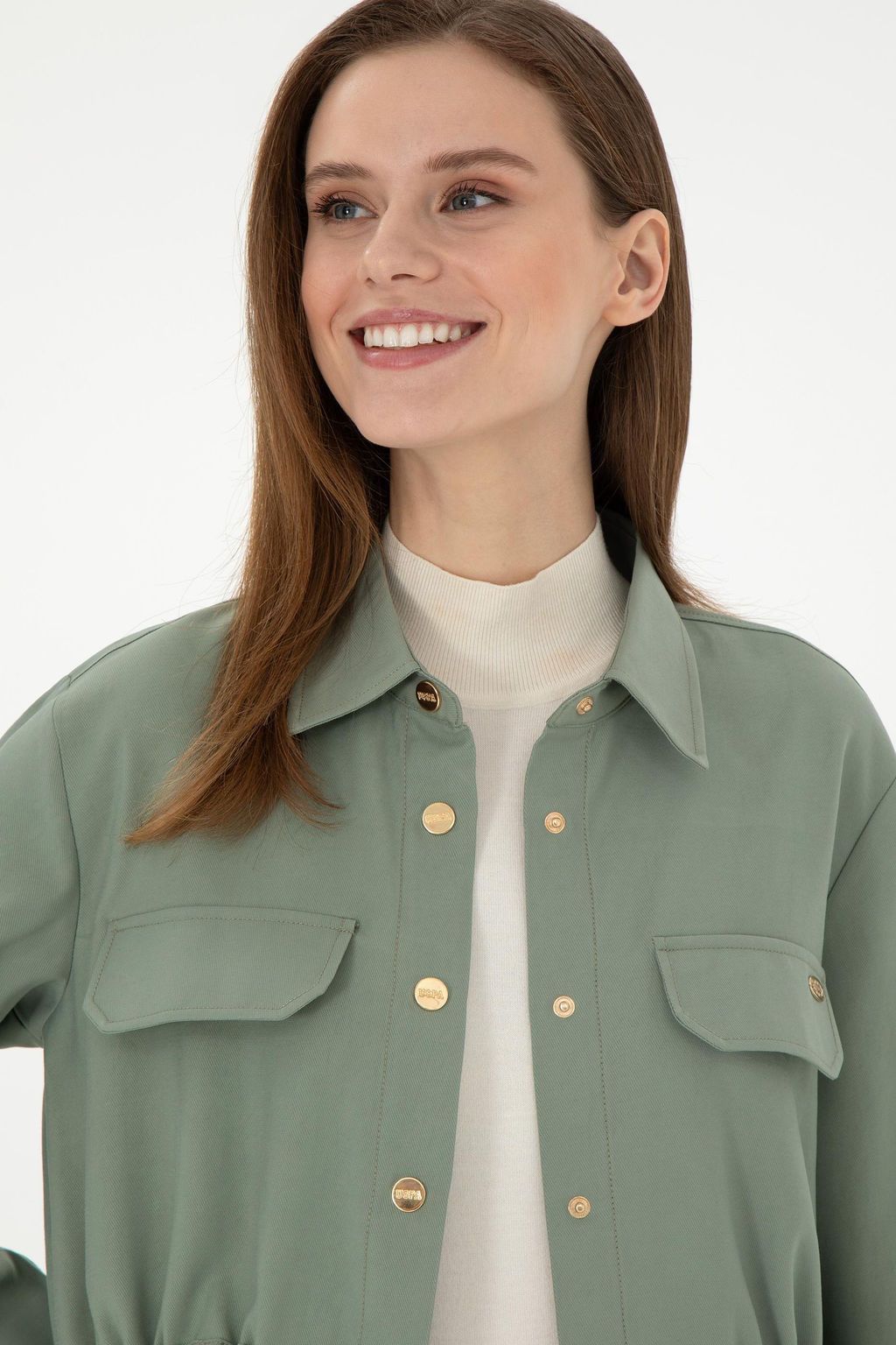 Женская рубашка зеленого цвета с длинным рукавом Неожиданная скидка в корзине - U.s. polo assn фото 2
