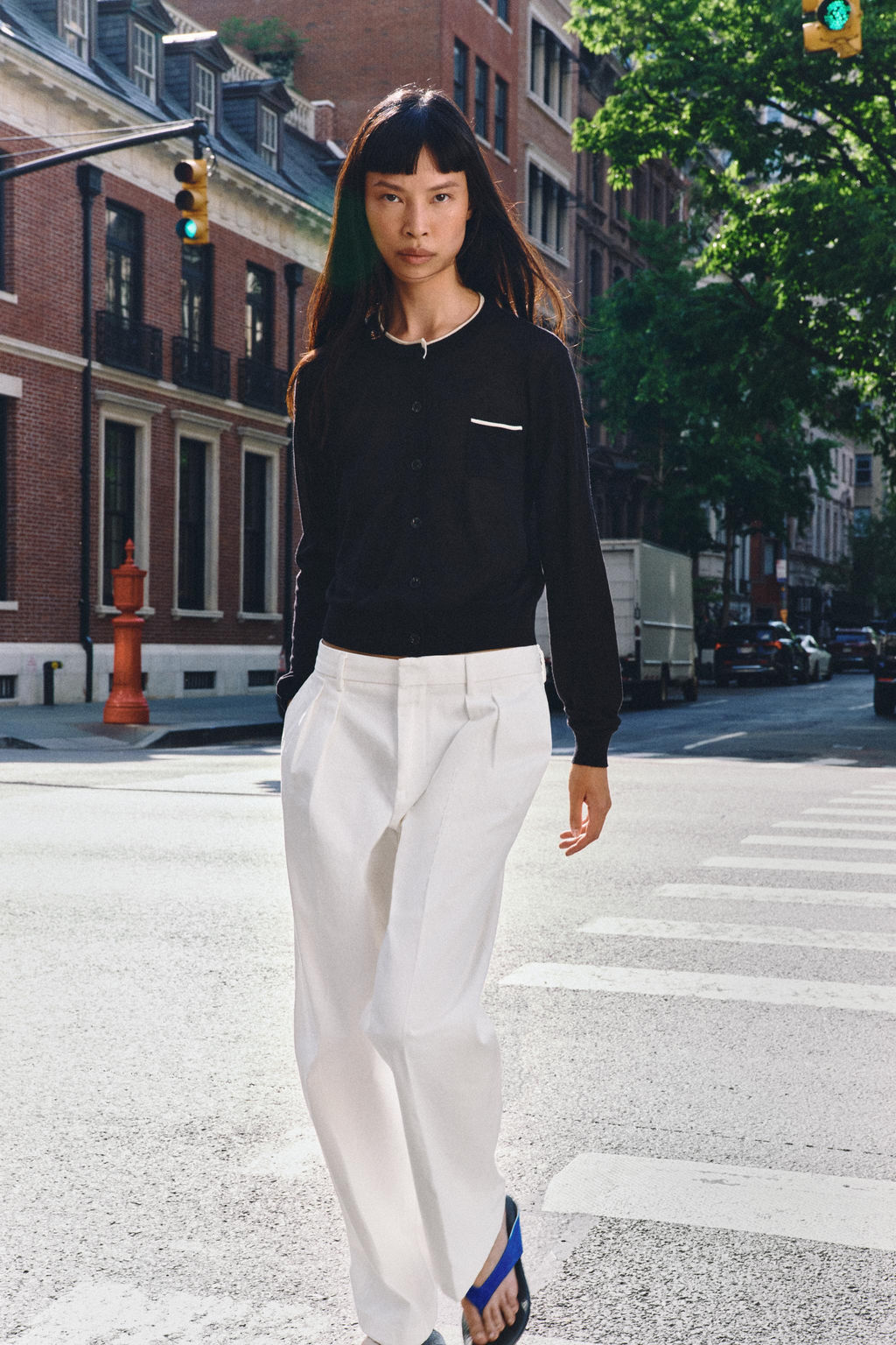 CHAQUETA COMBINADA PUNTO / Negro / Blanco - Zara фото 4
