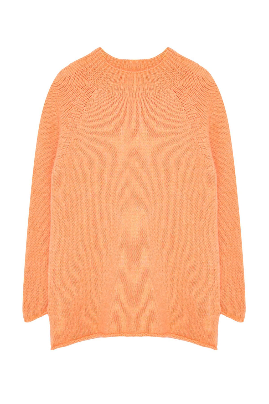 Turuncu Yumusak Dokulu Dik Yaka Dikissiz Triko Kazak TWOAW25KZ00048