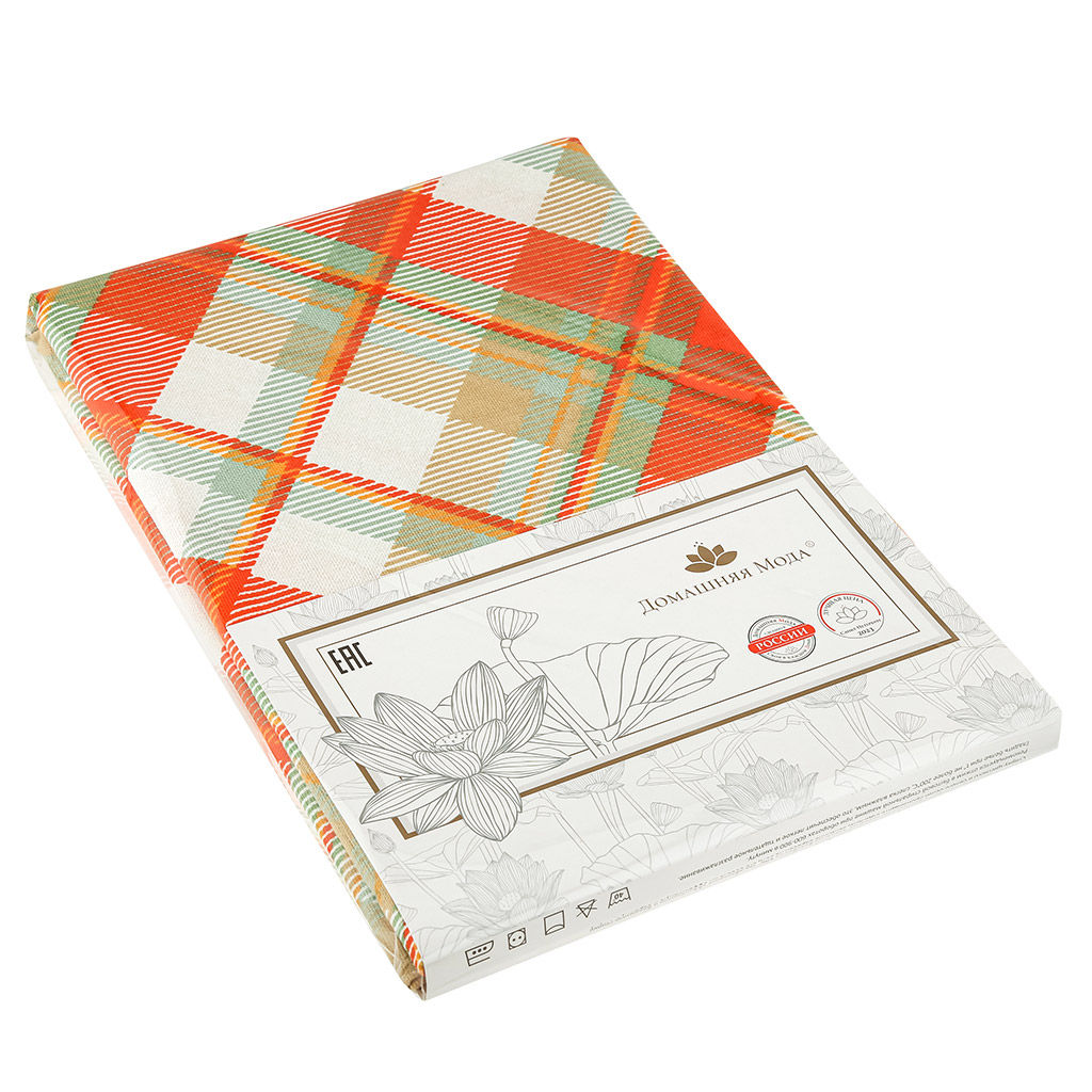 Скатерть 240х145см Ботаника клетка, длина стола до 200см, на 10-12 персон, рогожка 186г/м2, хлопок 100%, упаковка классическая 28х41см, Домашняя мода (Россия)  фото 3