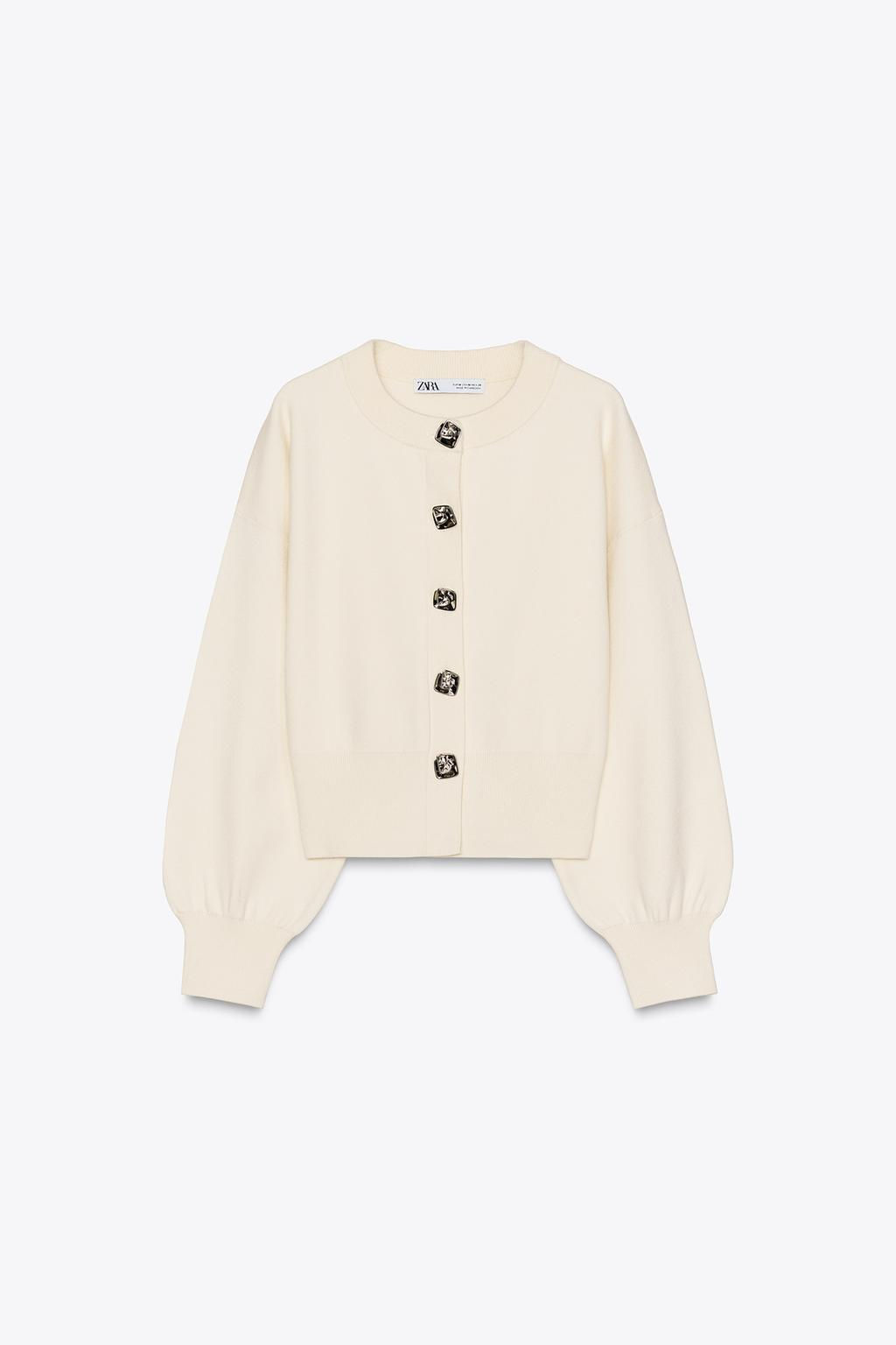 KNIT CARDIGAN WITH FLORAL BUTTONS - Zara фото 3