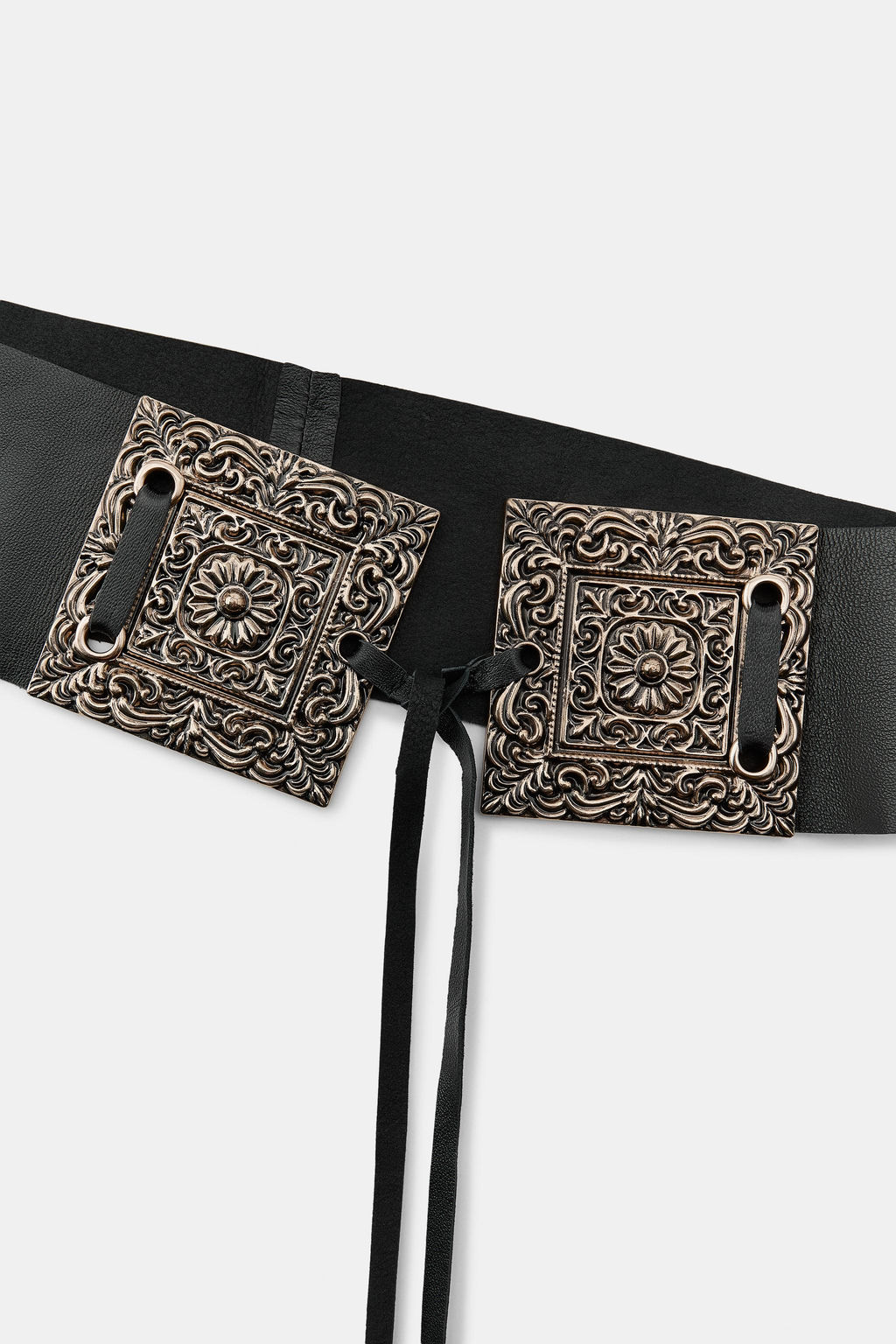 WIDE LEATHER BELT WITH CRAFTED BUCKLE - Zara фото 5
