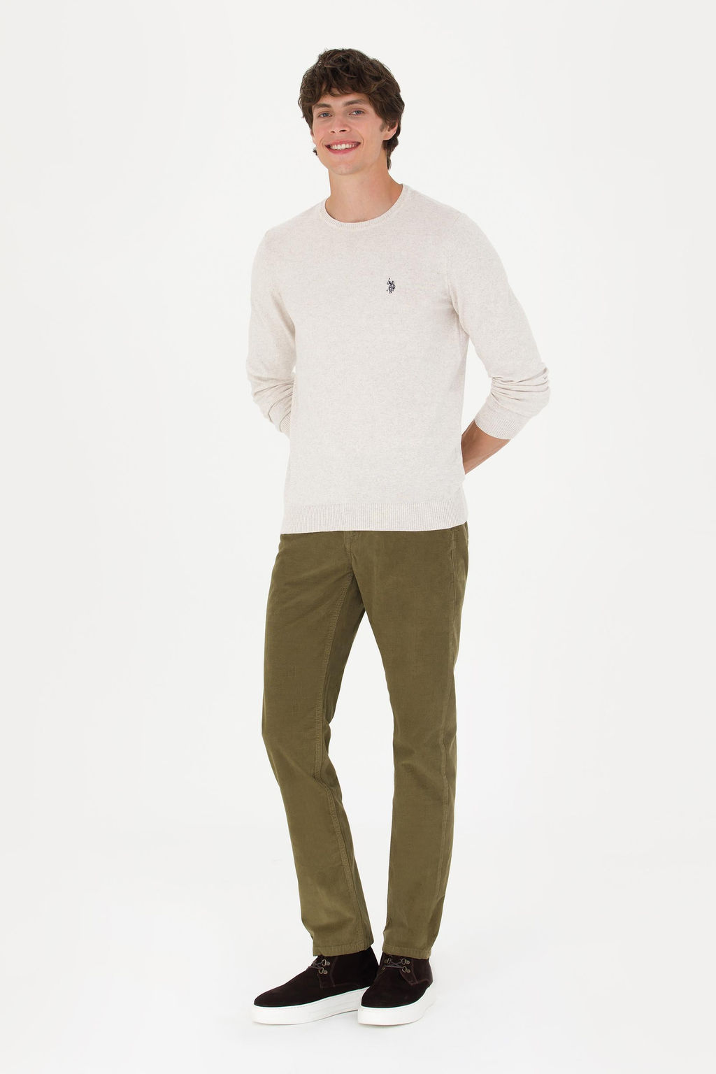 Erkek Regular Fit Haki Kanvas Pantolon