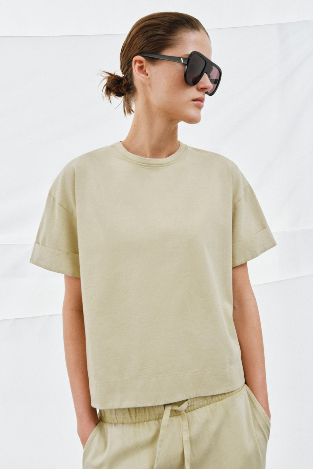 CAMISETA HEAVY COTTON MANGA CORTA / Verde claro - Zara фото 2