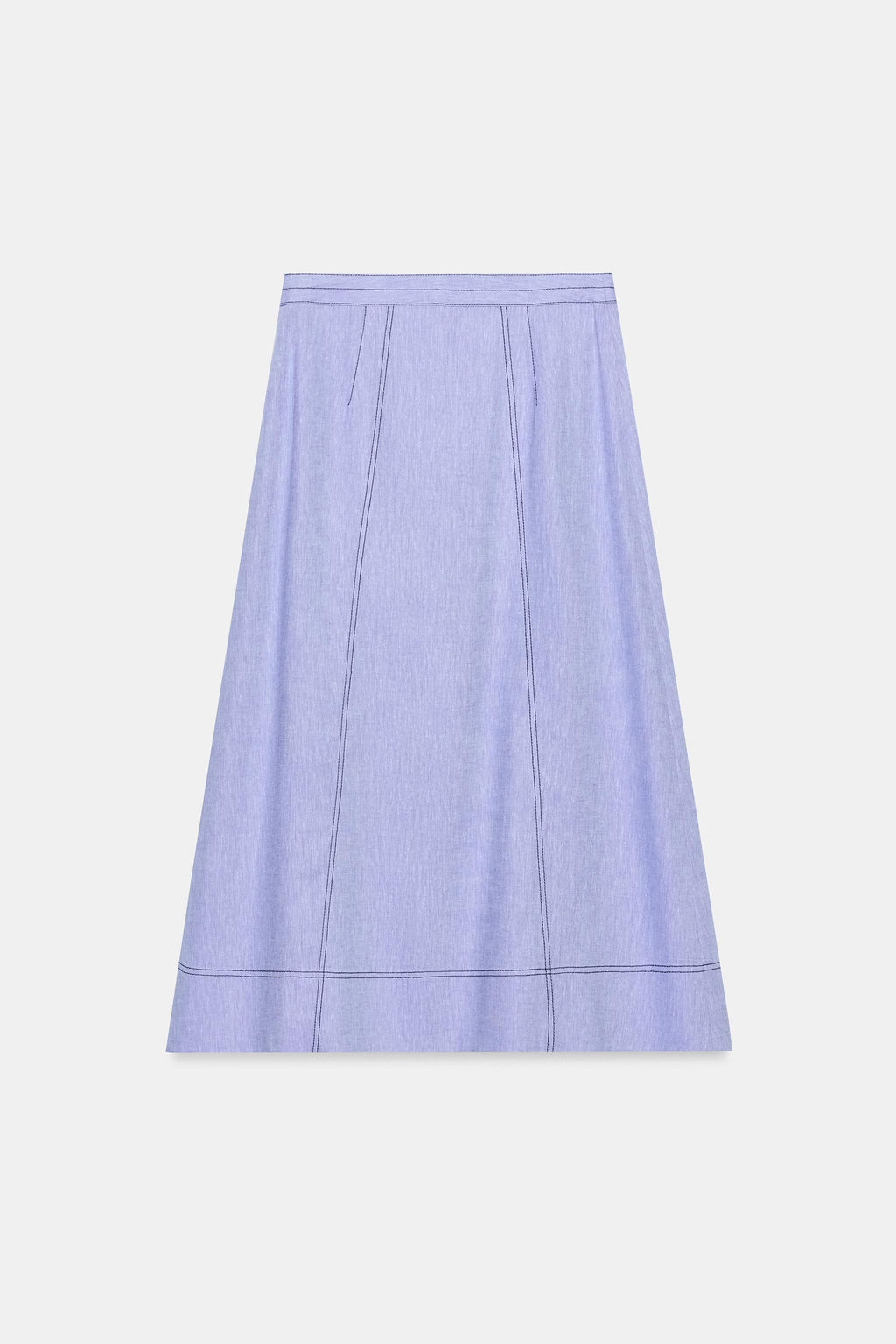 FALDA CRUZADA PESPUNTES CON LINO / Azul claro - Zara фото 3