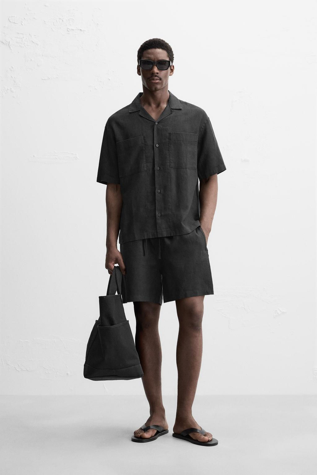 100% LINEN BERMUDA SHORTS