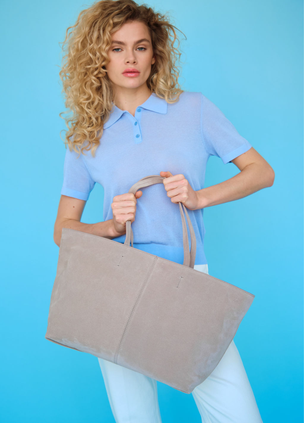 Замшевая сумка шоппер Texas DBR 31390 ваниль  фото 2