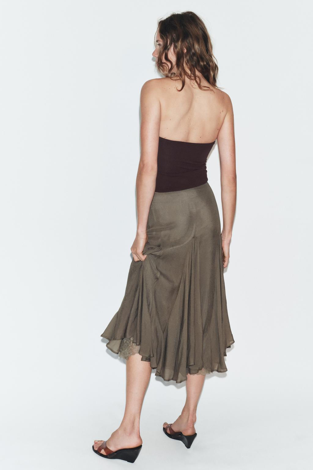 FLOWING GODET SKIRT WITH LACE - Zara фото 5