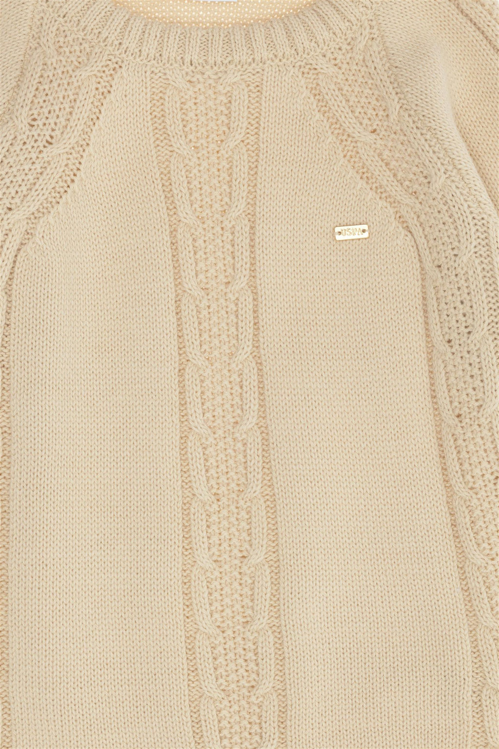 Кремовый меланжевый свитер для девочки Неожиданная скидка в корзине - U.s. polo assn фото 3