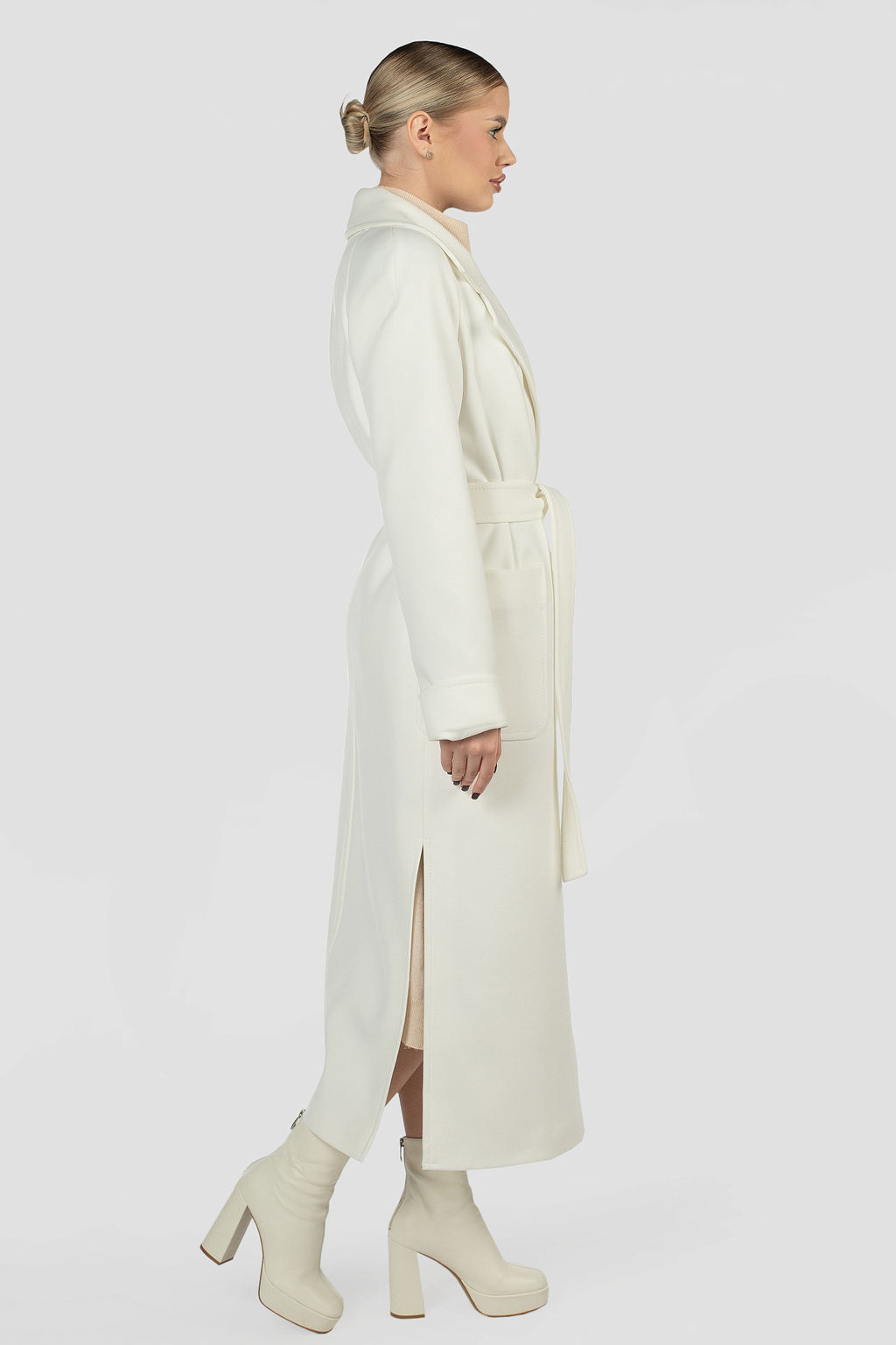 01-12055 Пальто женское демисезонное Classic Reserve (пояс) - El podio фото 3