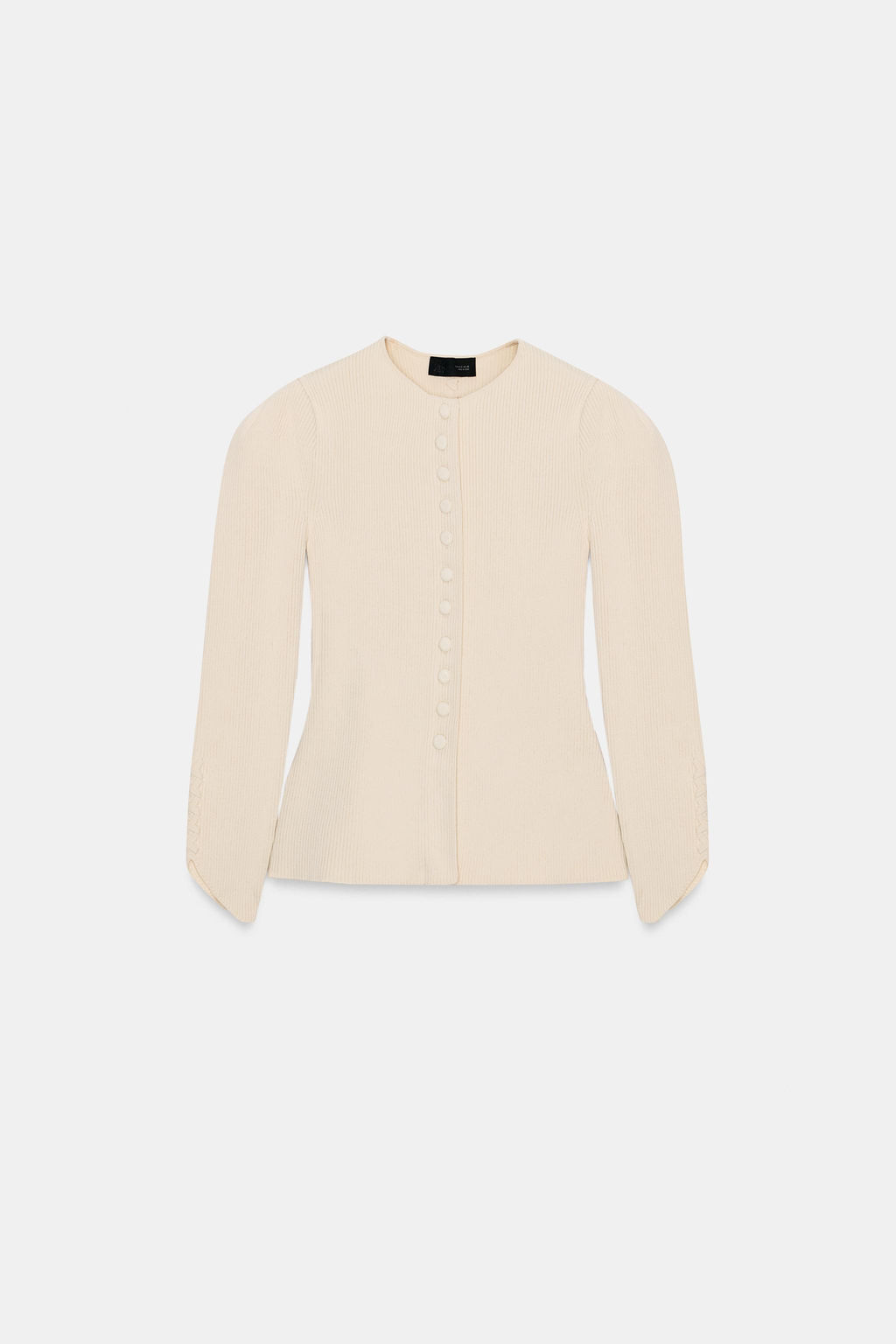 CHAQUETA PUNTO MANGA ABULLONADA / Crudo medio - Zara фото 7