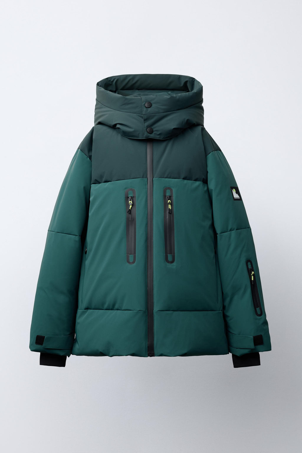 DOWN AND FEATHER PUFFER JACKET WITH REMOVABLE HOODIE, WATER-RESISTANT AND WINDPROOF COLOUR BLOCK RECCO® SYSTEM SKI COLLECTION - Zara фото 16