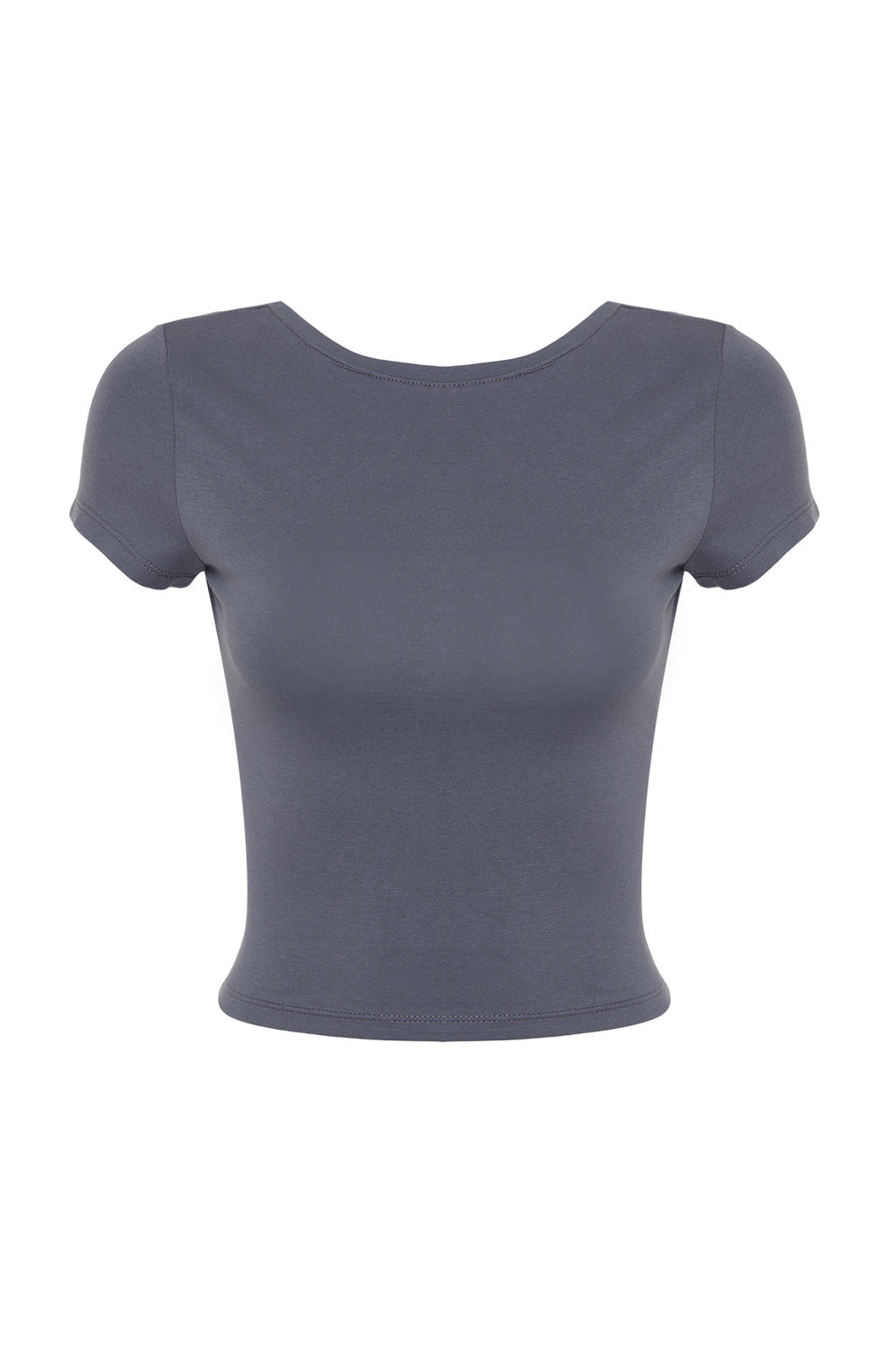 Trendyolmilla Siyah S?rt Dekolteli Crop Pamuklu Esnek Orme Bluz TWOSS23BZ00912 фото 7