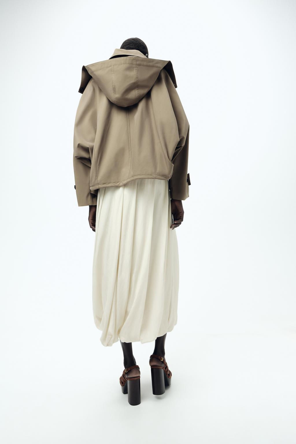 ZW COLLECTION SHORT HOODED TRENCH COAT - Zara фото 6