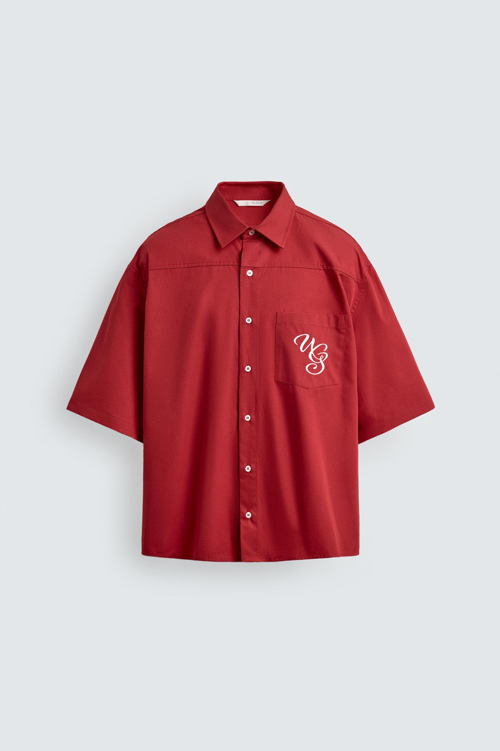 CAMISA RELAXED FIT BORDADOS CONTRASTE / Rojo - Zara фото 7