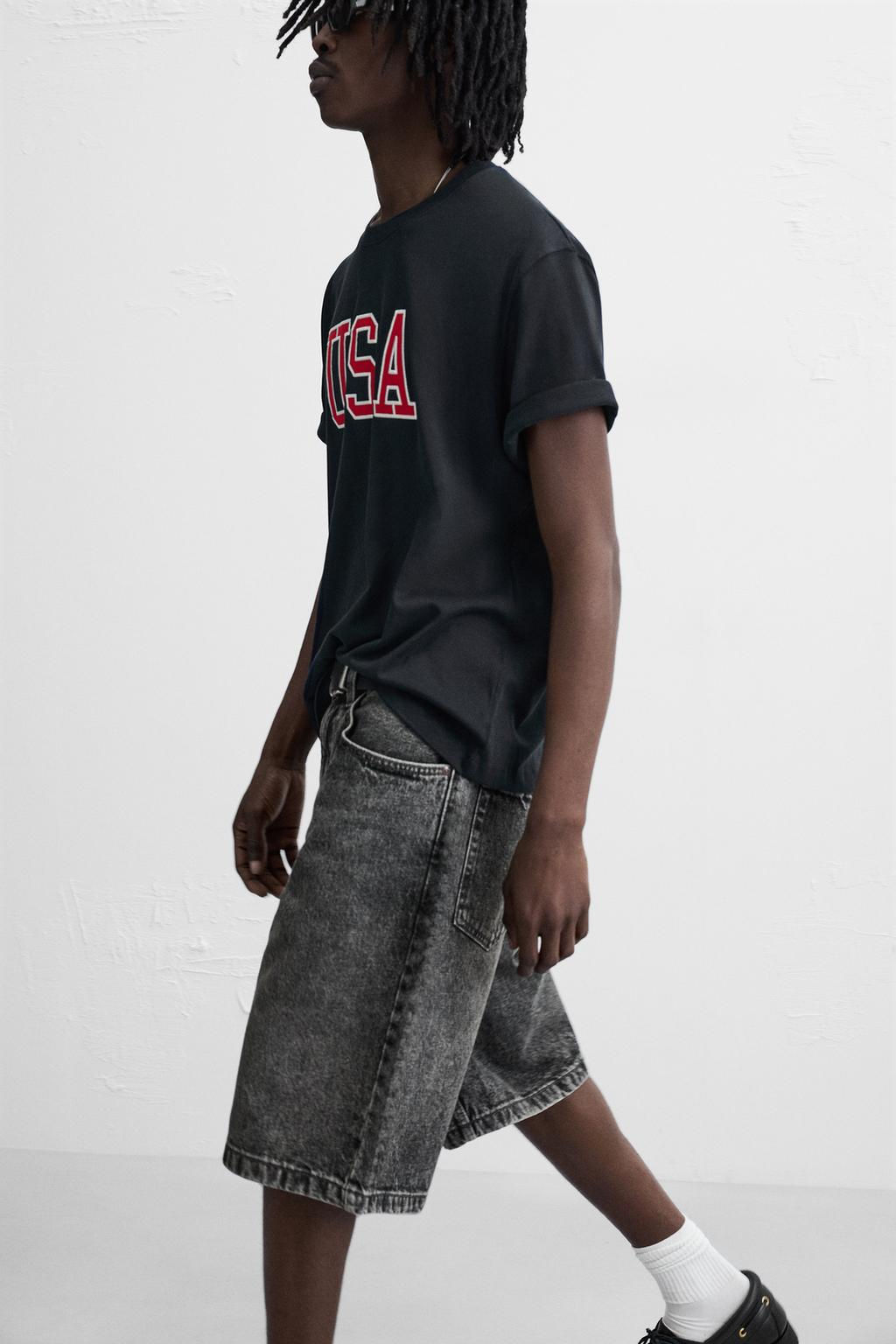 BASIC BAGGY FIT DENIM BERMUDA - Zara фото 36