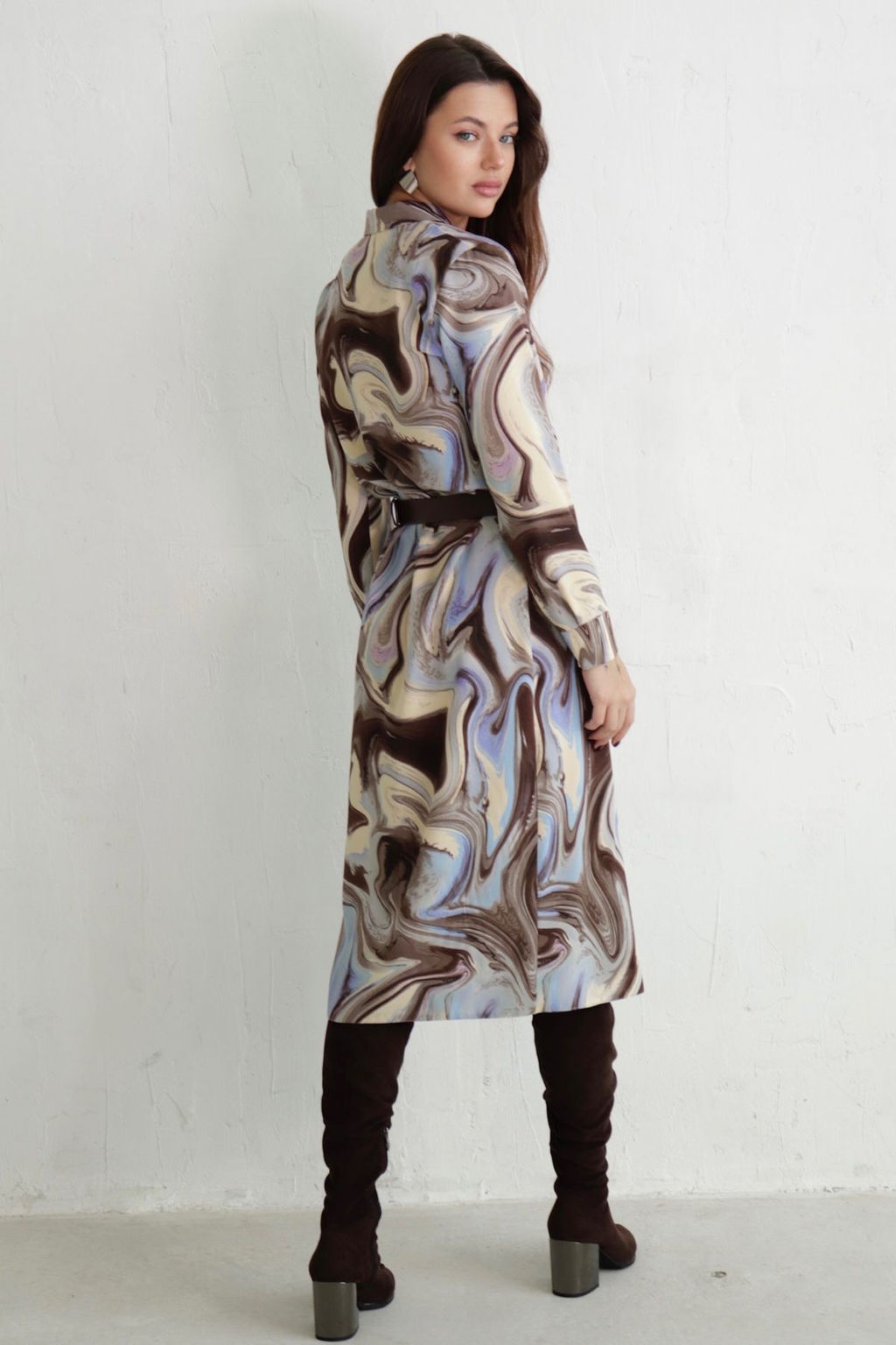 Платье-рубашка с английским воротником принт - Martichelli фото 37