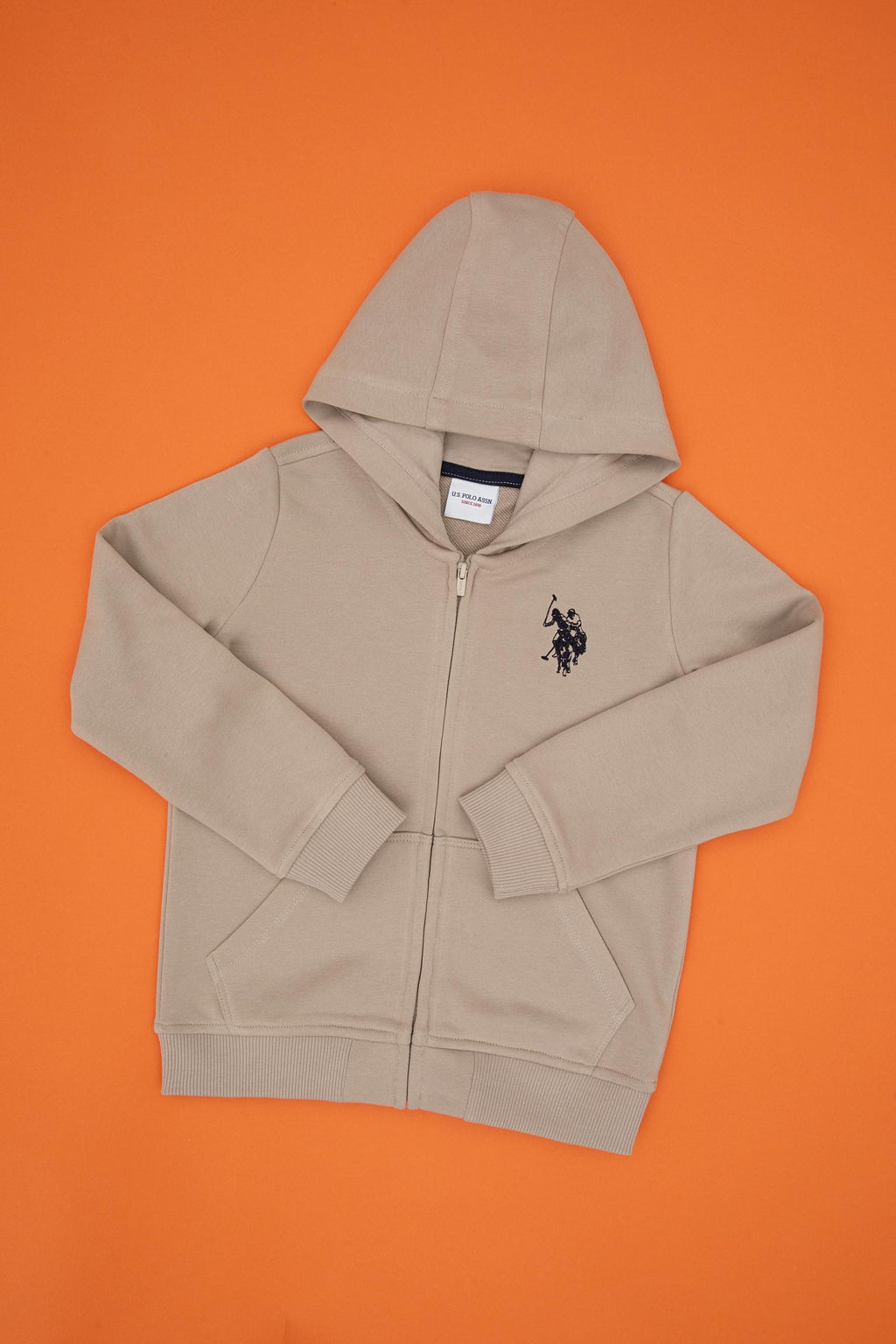 Erkek _ocuk Koyu Bej Fermuarl_ Kap__onlu _rme H_rka