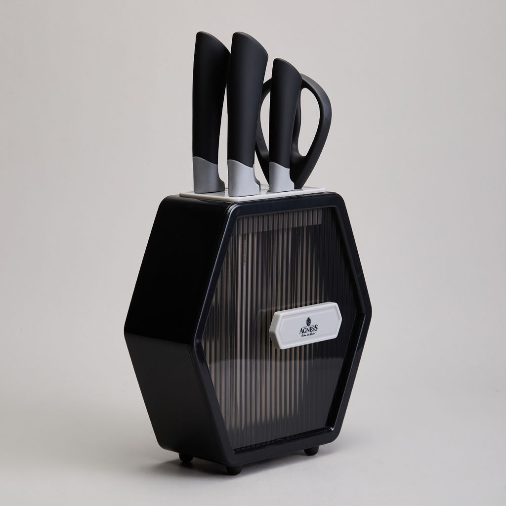 НАБОР НОЖЕЙ AGNESS НА ПЛАСТИКОВОЙ ПОДСТАВКЕ, 7 ПРЕДМЕТОВ  фото 4