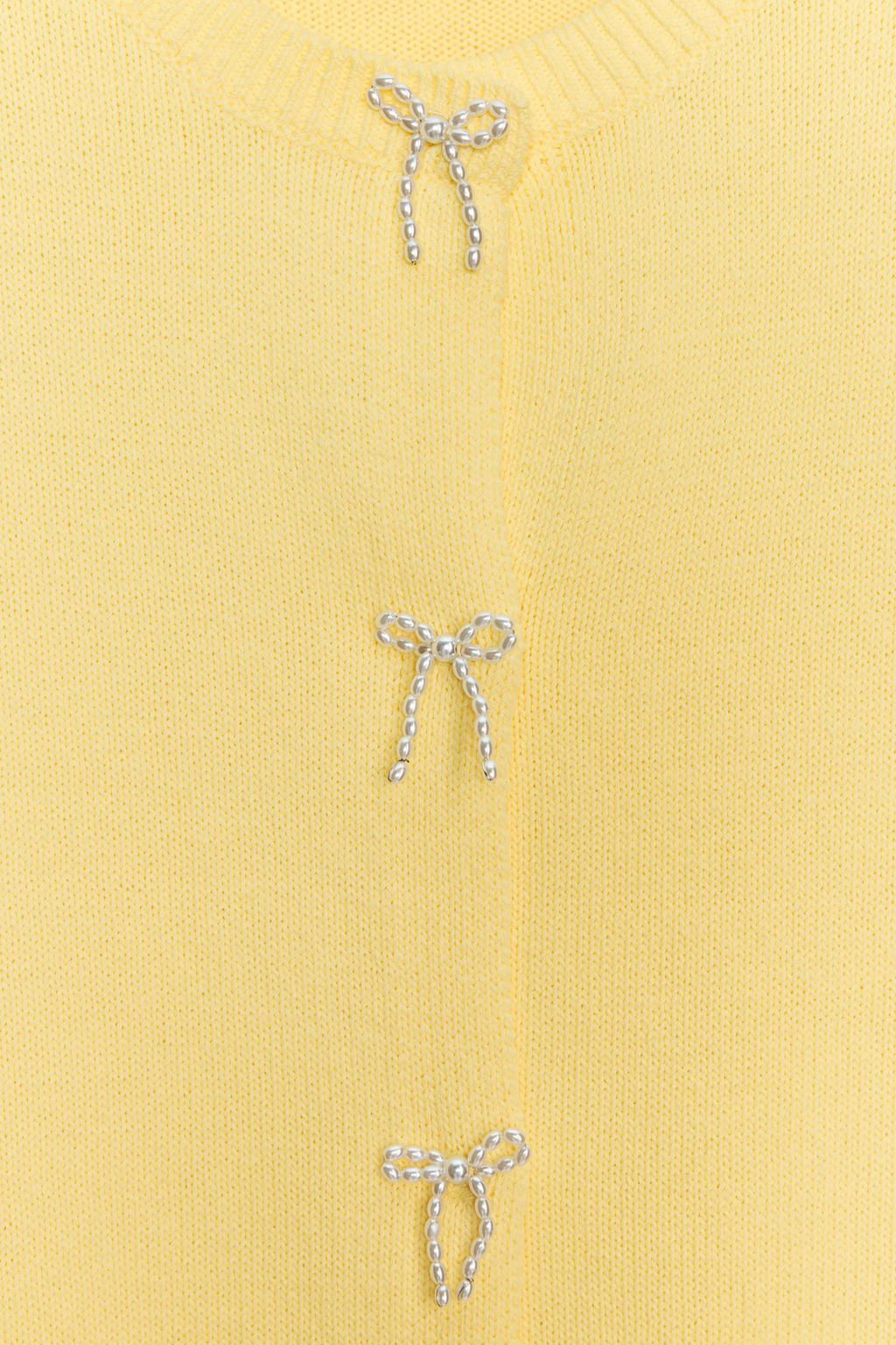 CARDIGAN WITH FAUX PEARL TIES - Zara фото 9