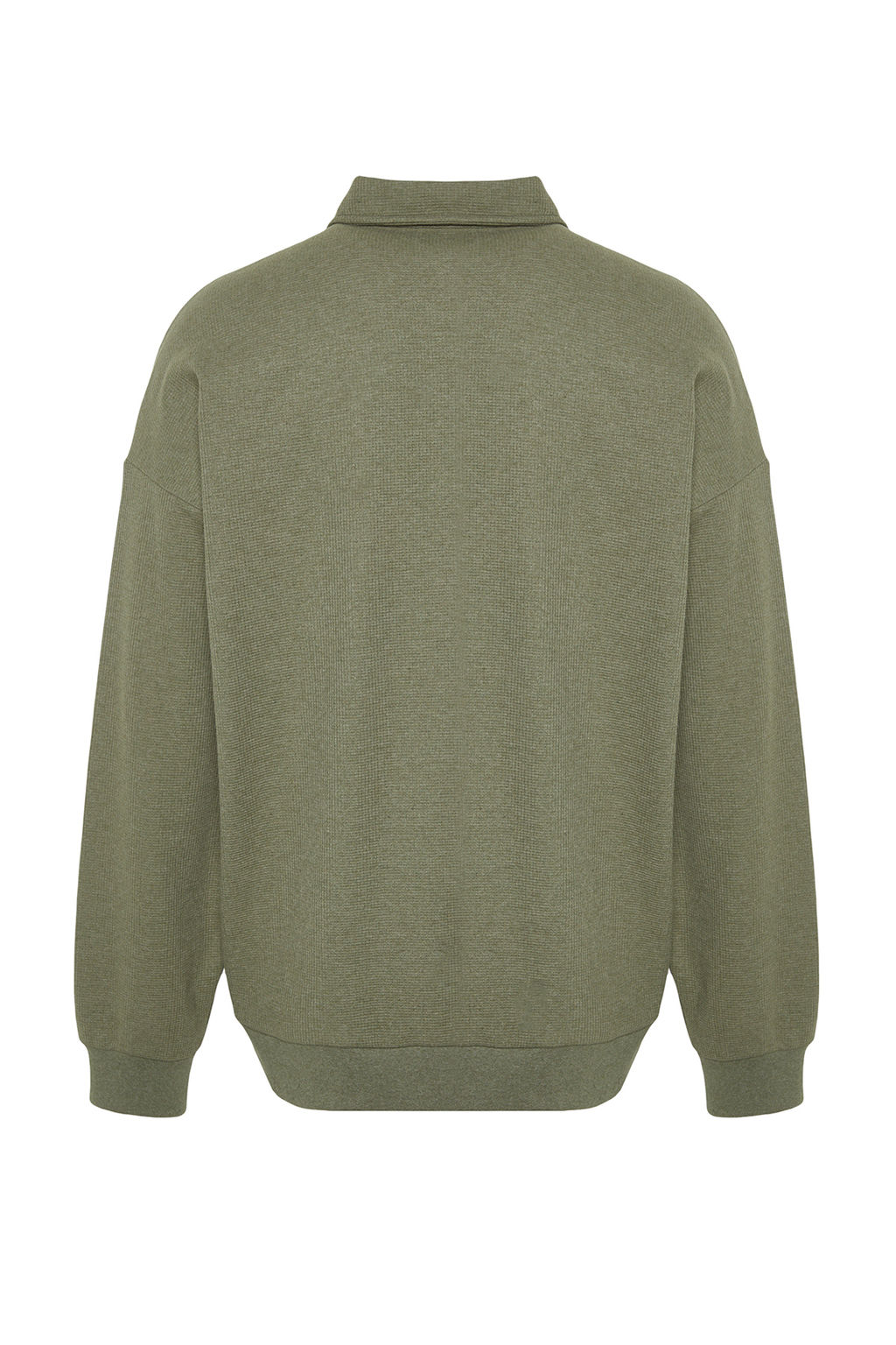TRENDYOL MAN Siyah Erkek Oversize/Genis Kesim Etiketli Dokulu Pamuklu Polo Yaka Sweatshirt TMNAW24SW00224 - Trendyolmilla фото 9