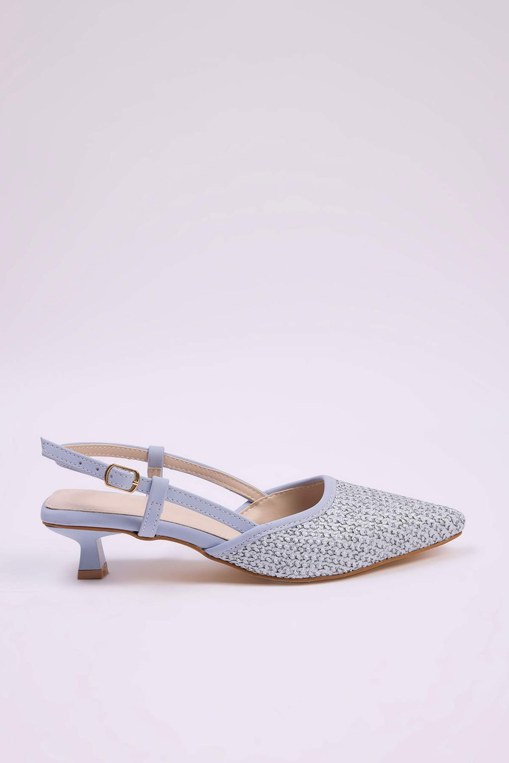 Bebek Mavi Orgu Detayl? Arkas? Ac?k Kad?n Kitten Topuklu Ayakkab? TAKSS25TO00039