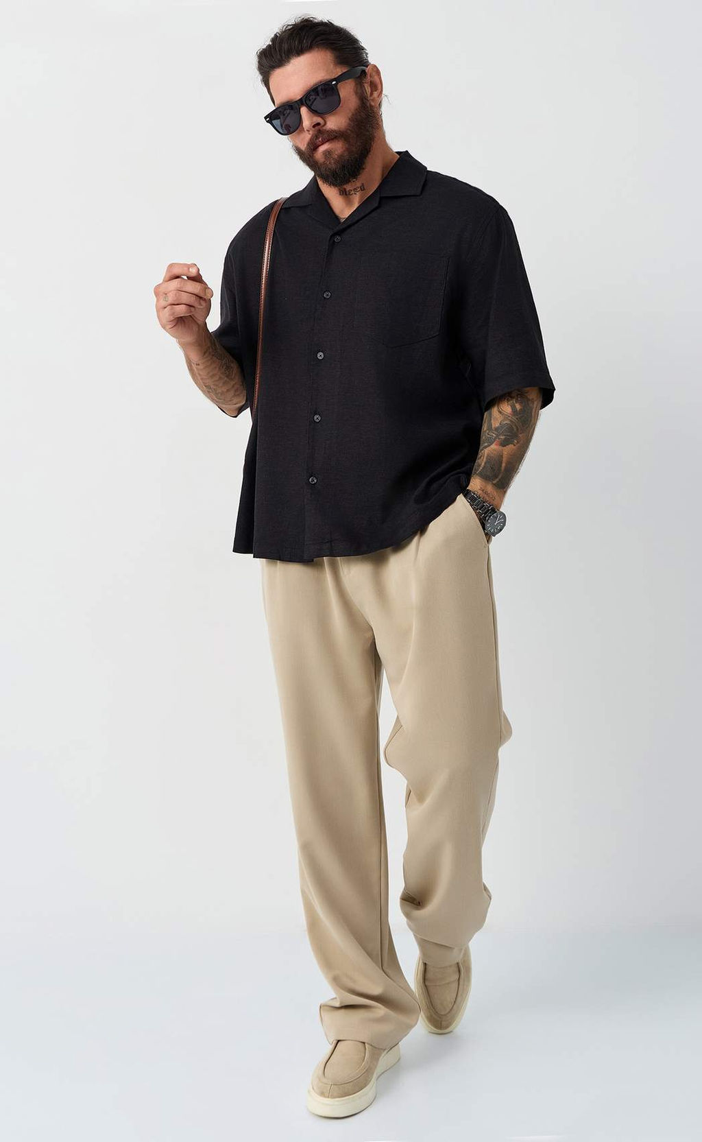 Рубашка к/р лен F611-0423 black - Fine joyce фото 10