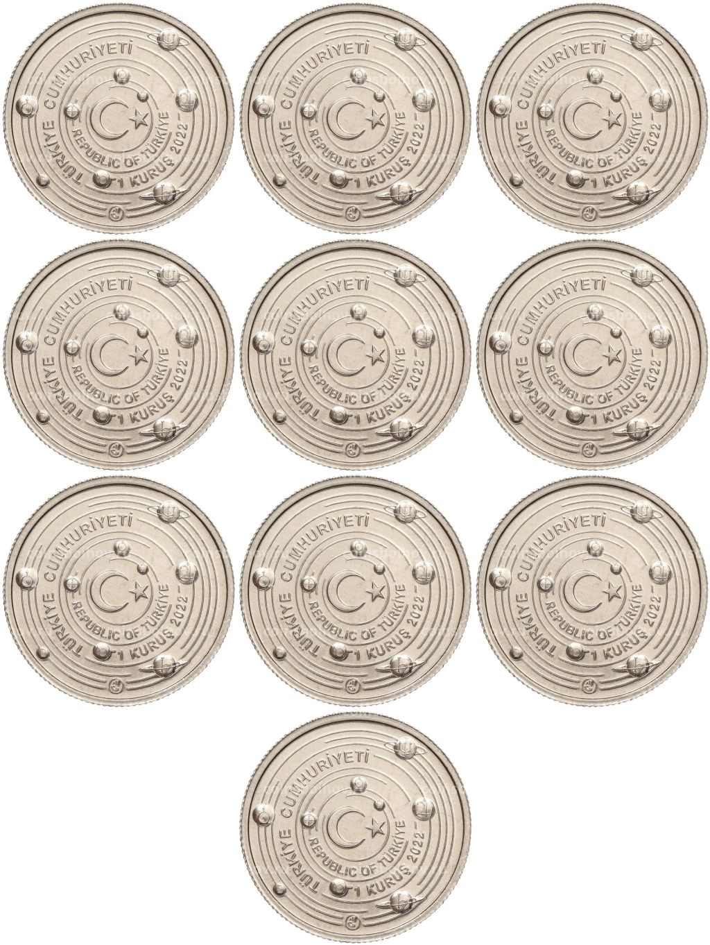 Набор монет 1 куруш 2022 года Турция  Планеты Солнечной системы
