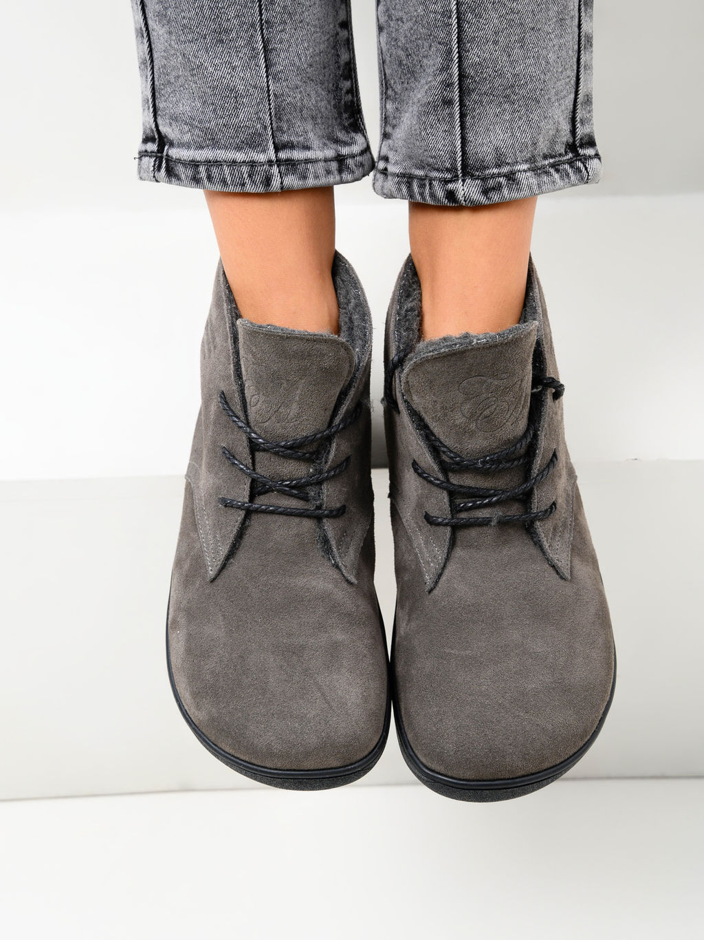 Босоногие ботинки EDART 208.NATAbl.Серый замок замша/байка