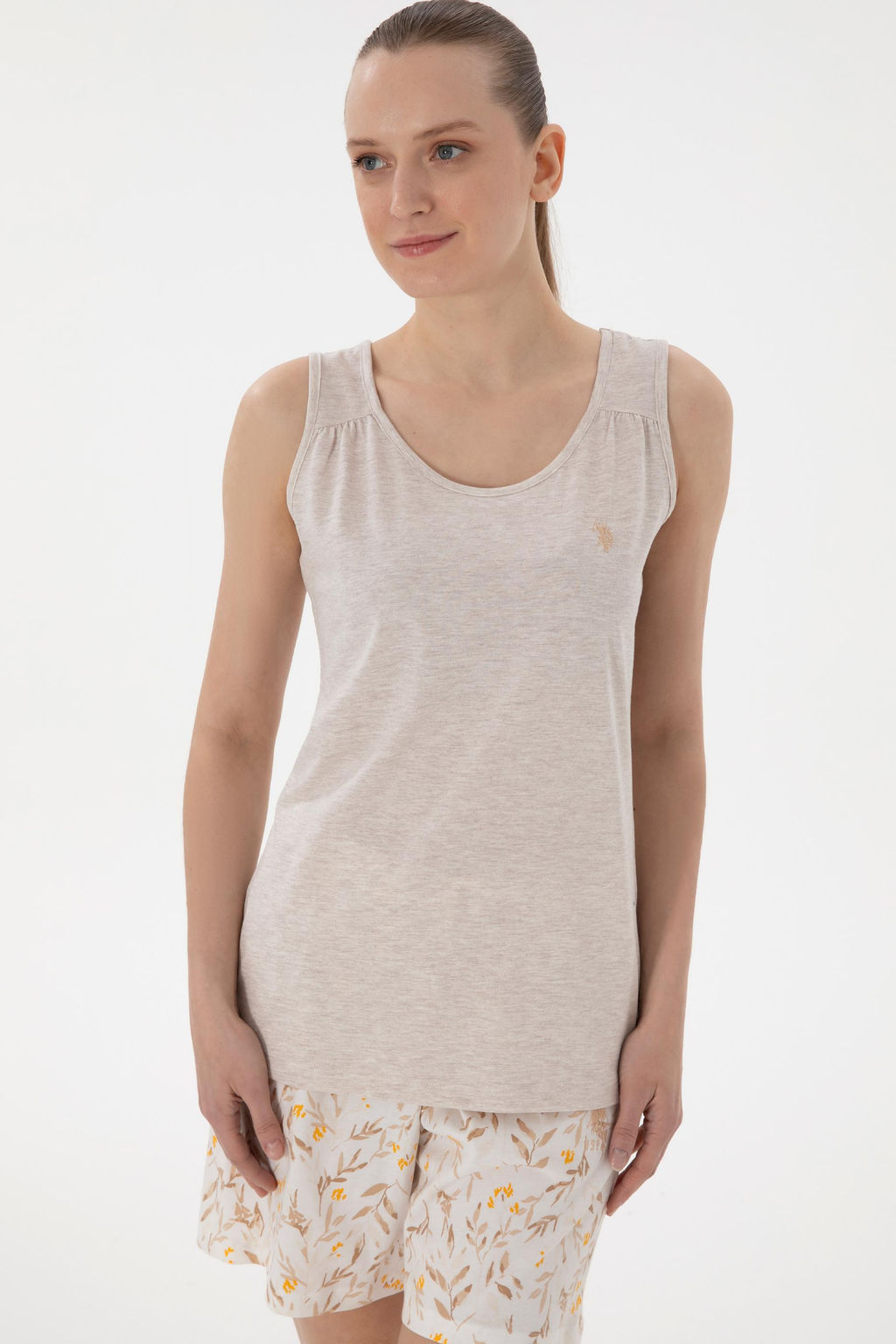Kad_n Bej Pijama Tak_m_ Sepette S_rpriz _ndirim - U.s. polo assn фото 3