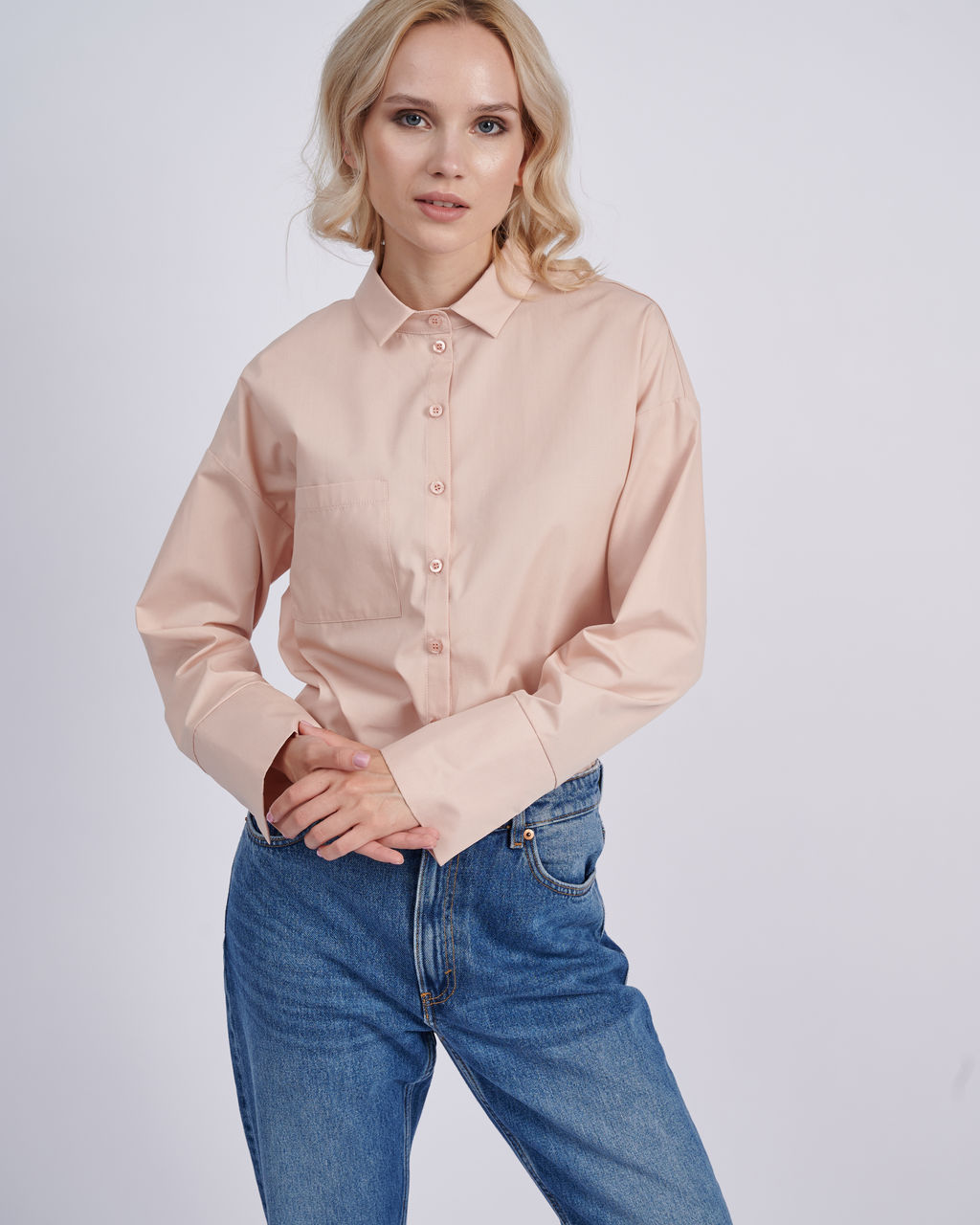 Блузка женская дл. рук. KATHARINA KROSS KK-B-0004V-пудровый  фото 7
