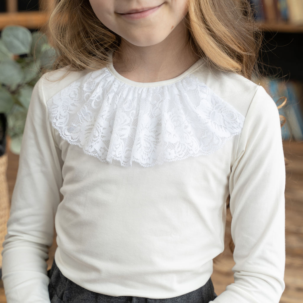 Джемпер детский молочный с жабо Д-254 (146, 76)