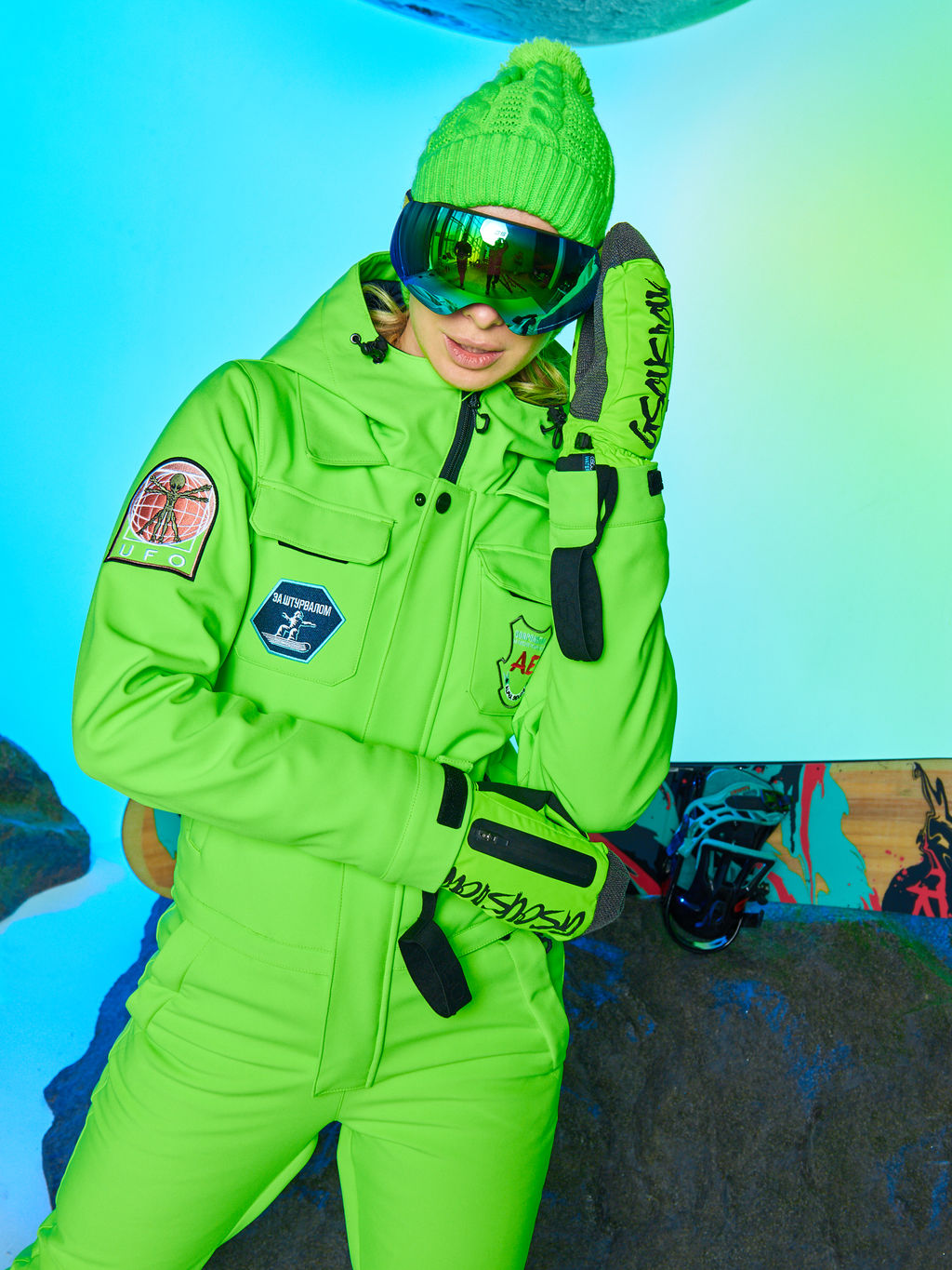 Женский сноубордический горнолыжный комбинезон Alpha Endless Aeternitas 223/2305 FAG - Салатовый  фото 5