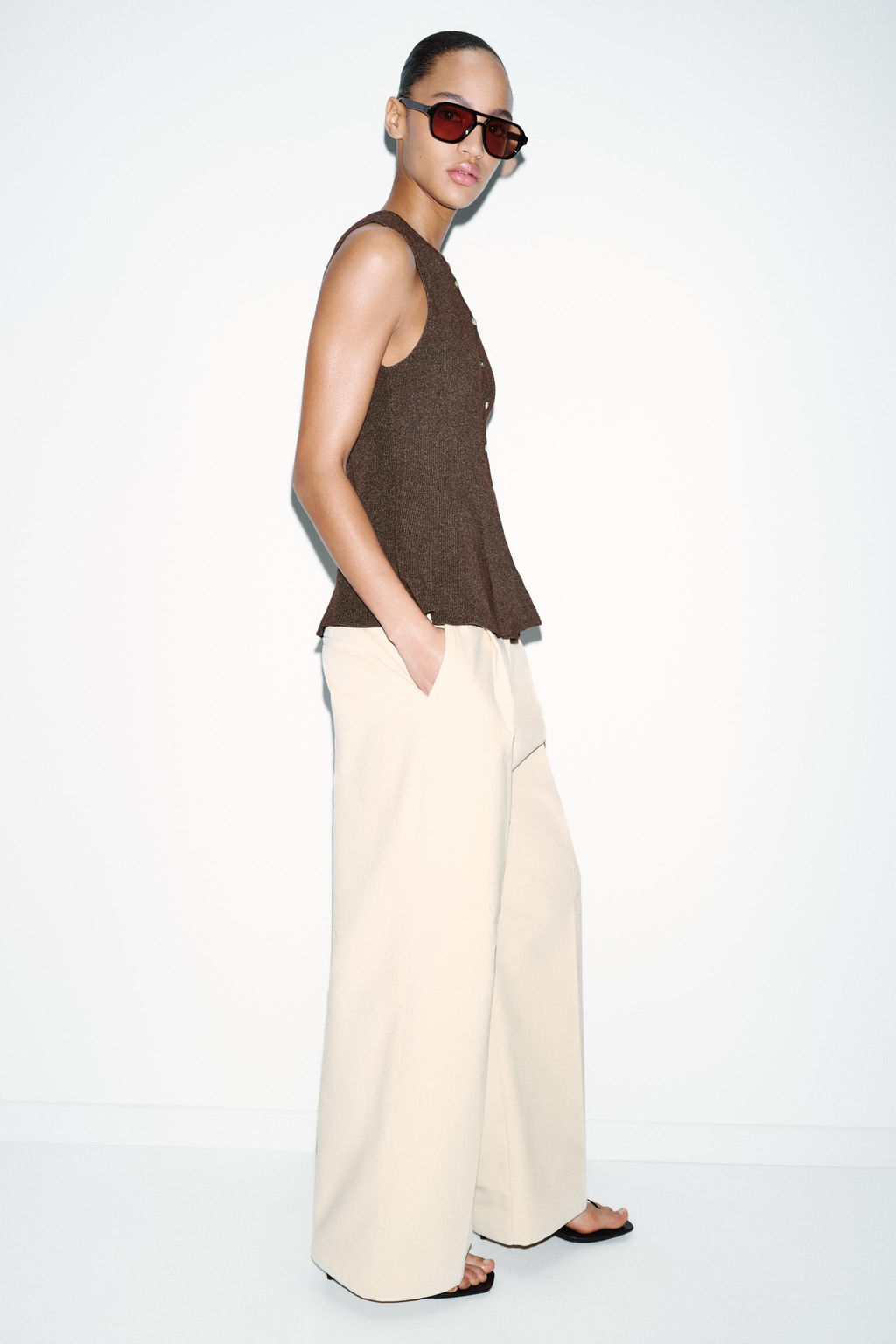 RIB PEPLUM BUTTON TOP - Zara фото 14