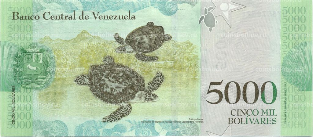 Банкнота 5000 боливар 2017 года Венесуэла