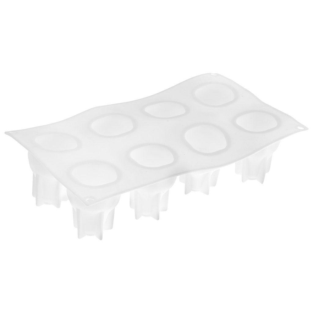 Форма силиконовая для муссовых десертов, пирожных и выпечки Груша - 8 ячеек 29,2х17х7,2см, размер ячейки д4,2х7см, цвет - белый (Китай) - Домашняя мода фото 2