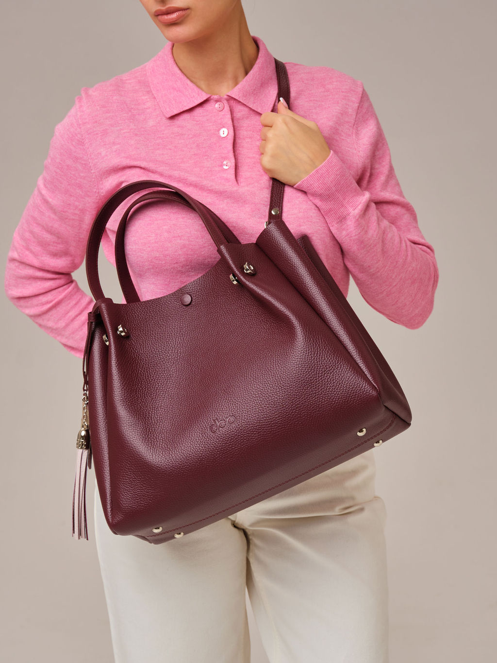 Кожаная сумка Vasilisa DBR 31210 зимняя вишня  фото 6