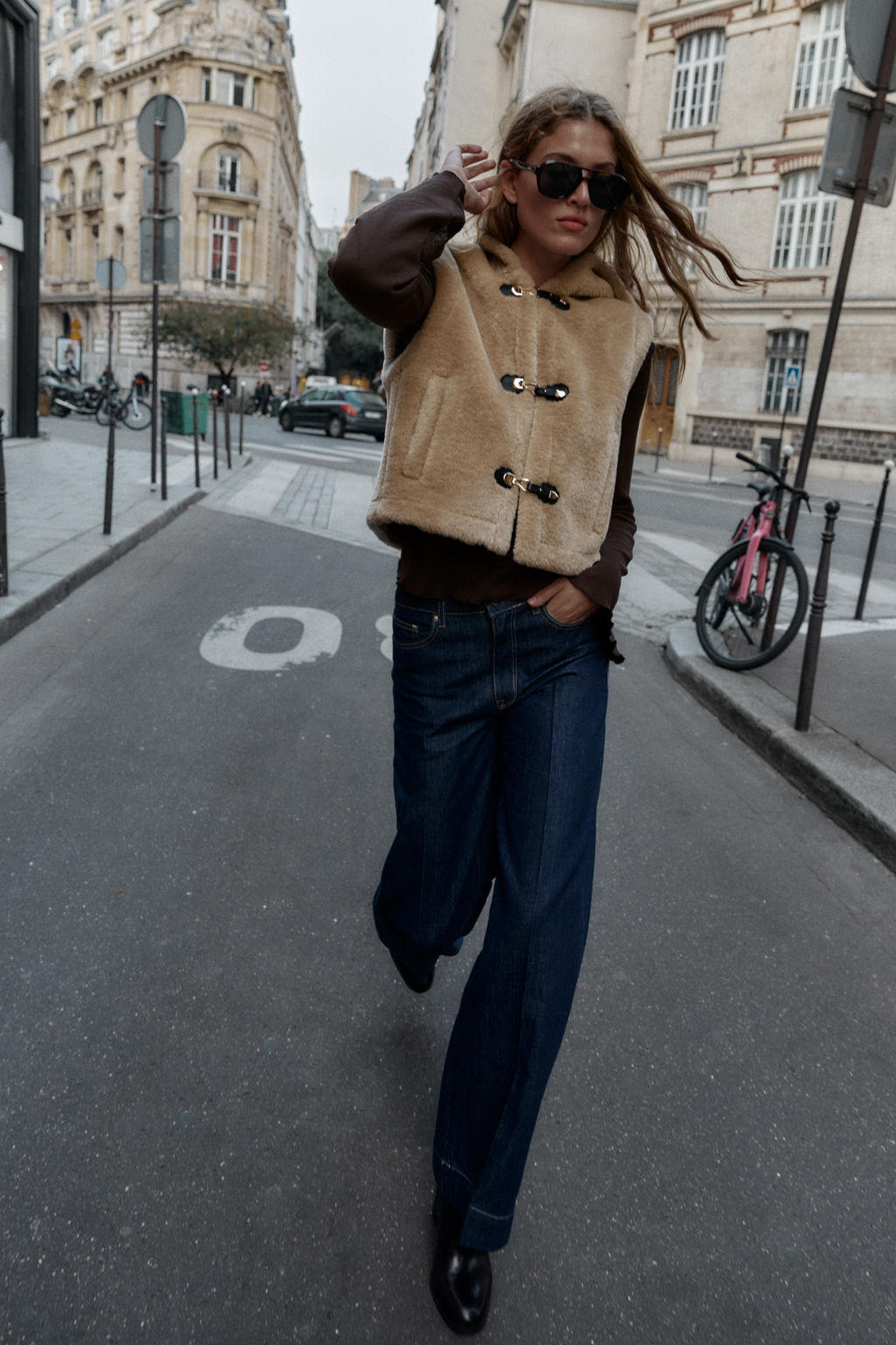 FAUX SHEARLING GILET WITH TOGGLES