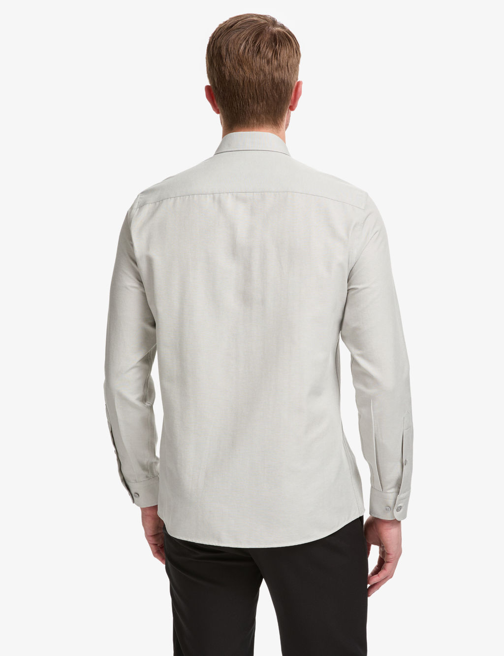 Gri Oxford Slim Fit Kolay _t_lenebilir G_mlek