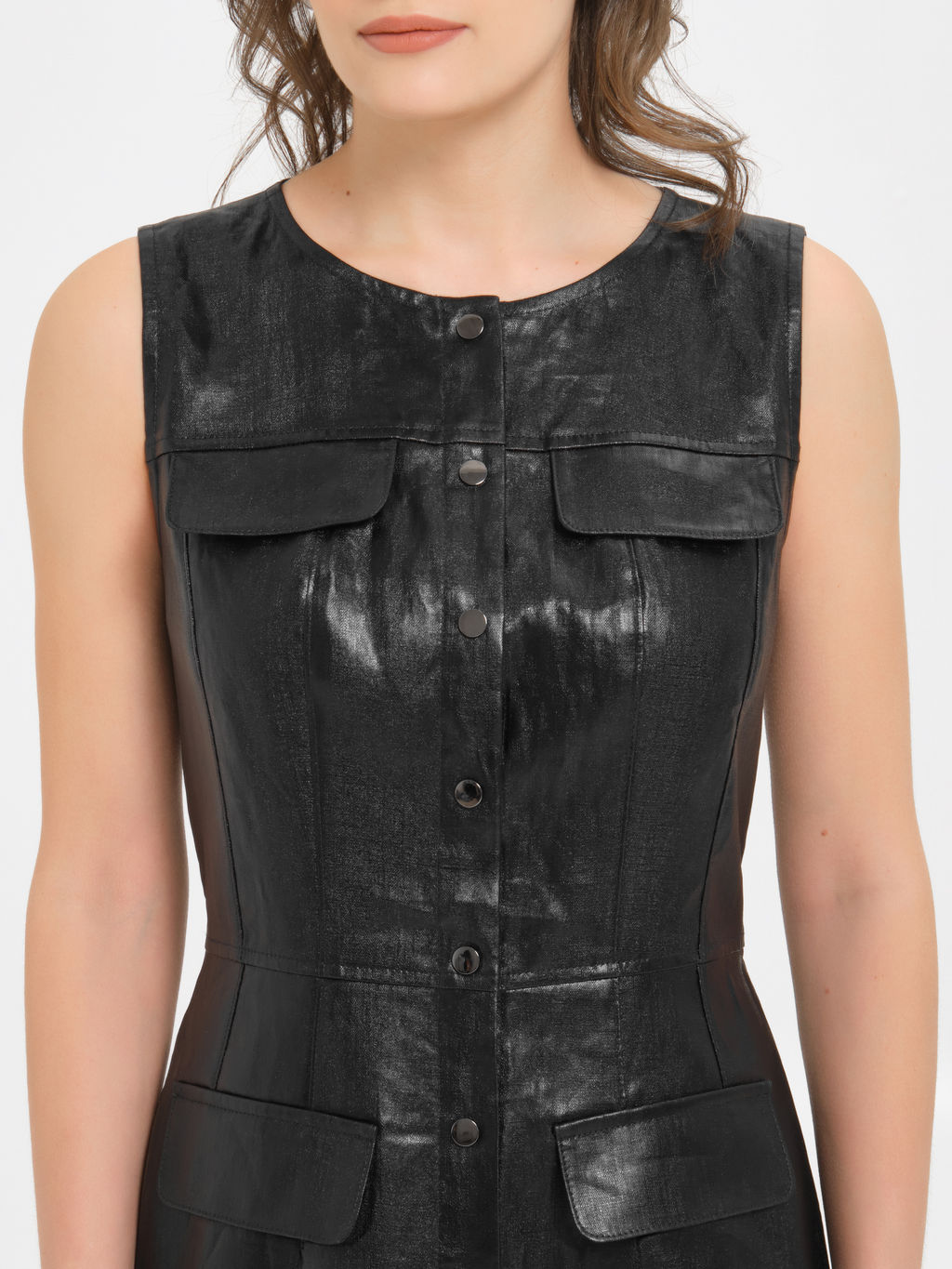 Платье изо льна с напылением под кожу - Marchello marchellini фото 9