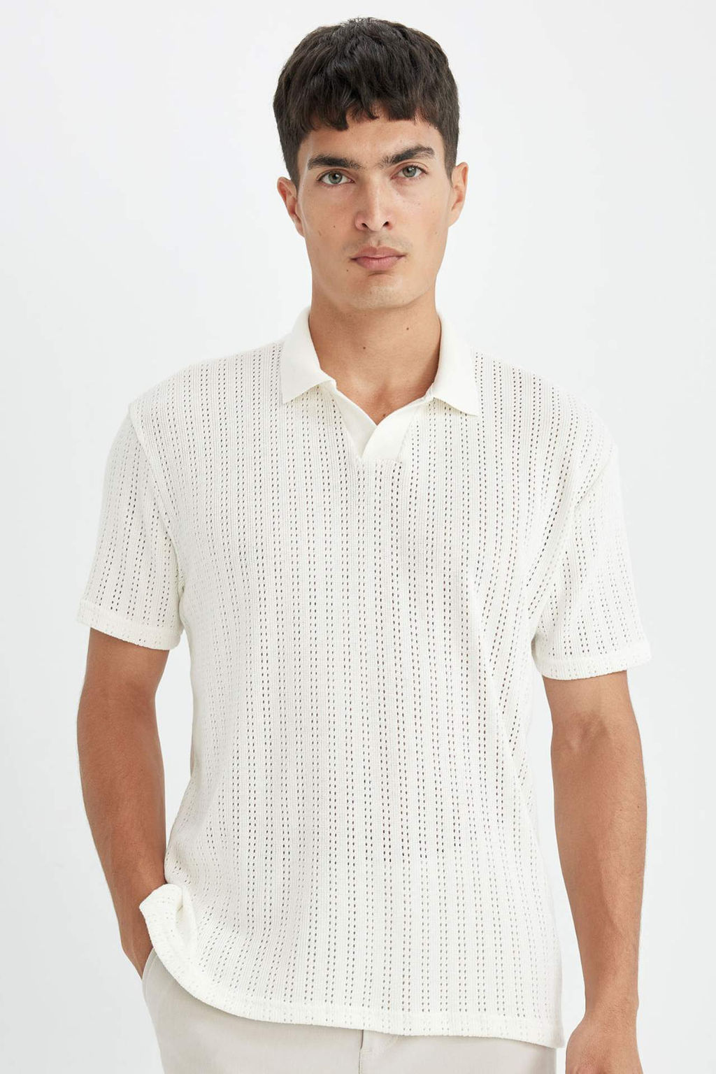 Regular Fit K?sa Kollu Triko Polo Tisort - Defacto фото 2