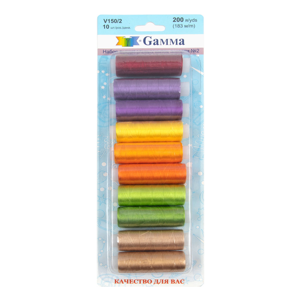 Нитки для вышивания Gamma ассорти V150/2 100% вискоза 10 цв. x 200 я 183 м СК/Уценка фото 2