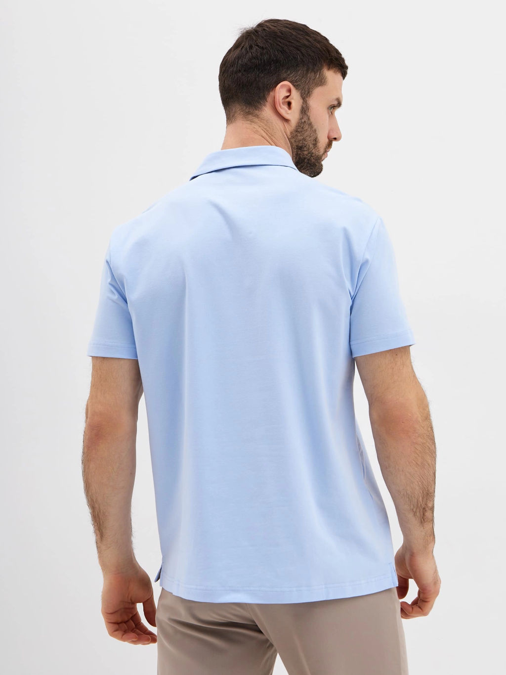 Джемпер мужской с воротником поло короткий рукав GREG G144-KO1246T-SAS5120 (св.голубой)