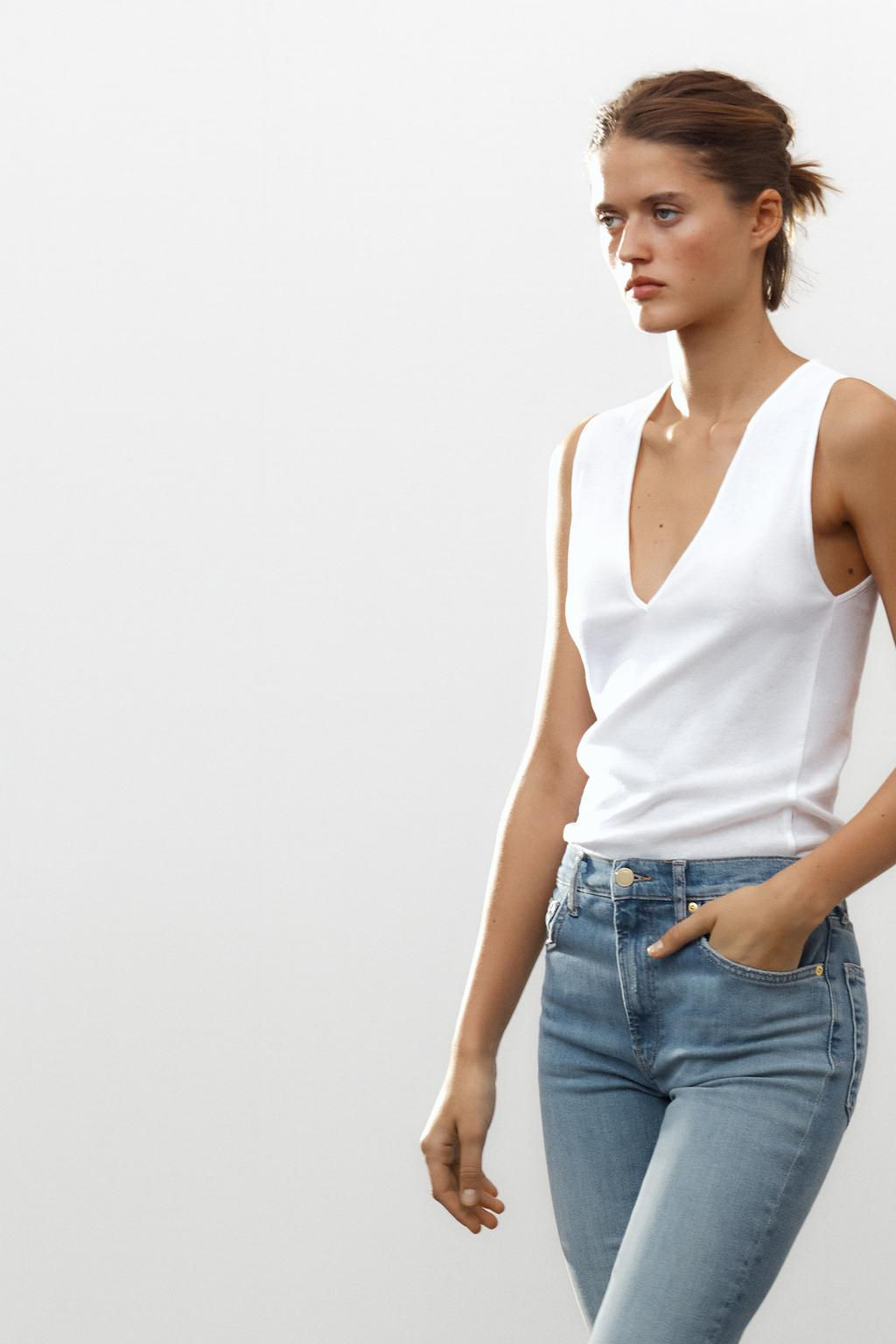 ZW COLLECTION BOOTCUT HIGH-WAIST CROPPED JEANS - Zara фото 4