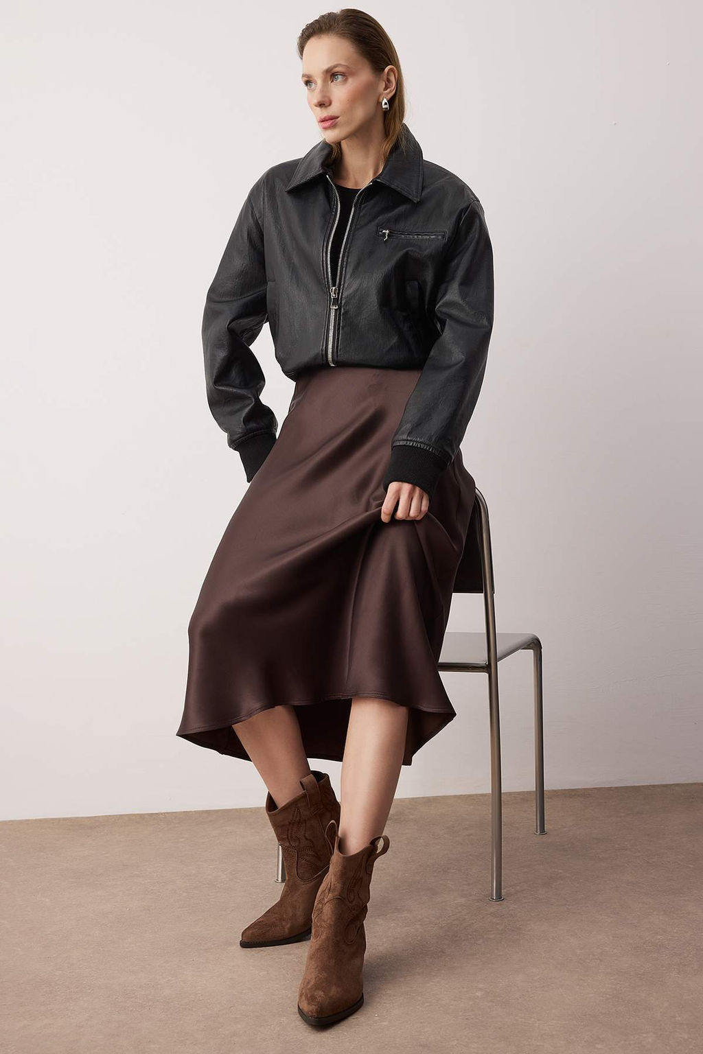 Koyu Kahverengi Suet Kovboy Kad?n Bot 
TAKAW26BO00066 - Trendyolmilla фото 15